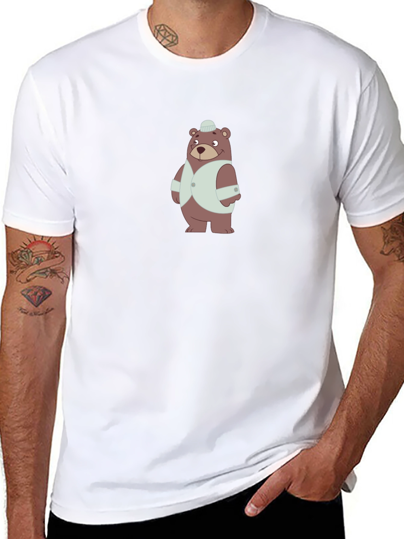 Stylish Bear Graphic Tee - Soft Cotton Blend