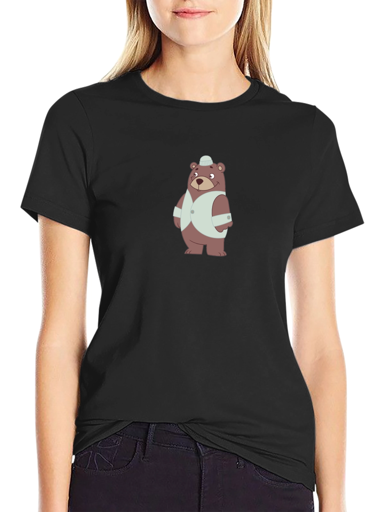 Stylish Bear Graphic Tee - Soft Cotton Blend