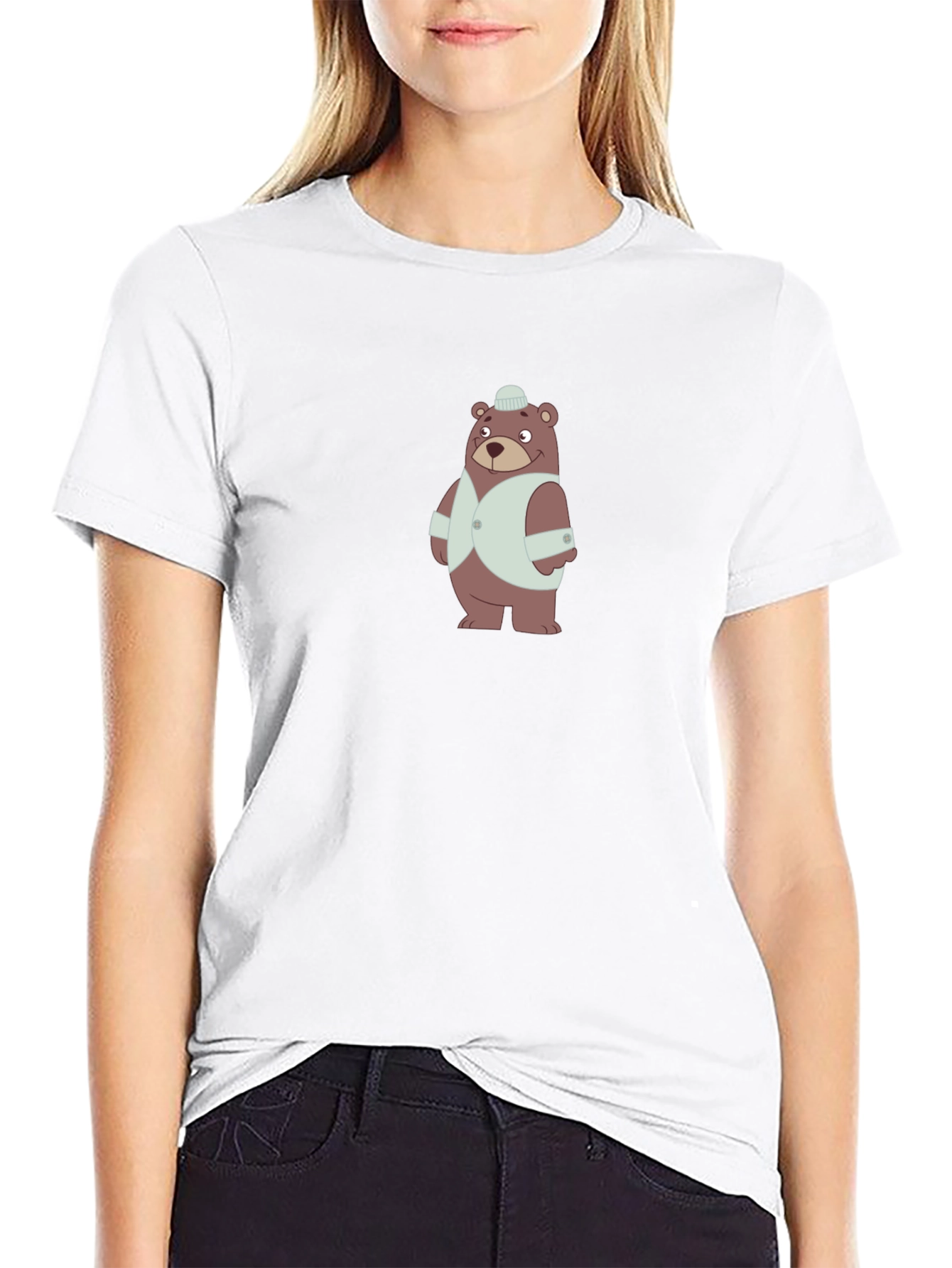 Stylish Bear Graphic Tee - Soft Cotton Blend