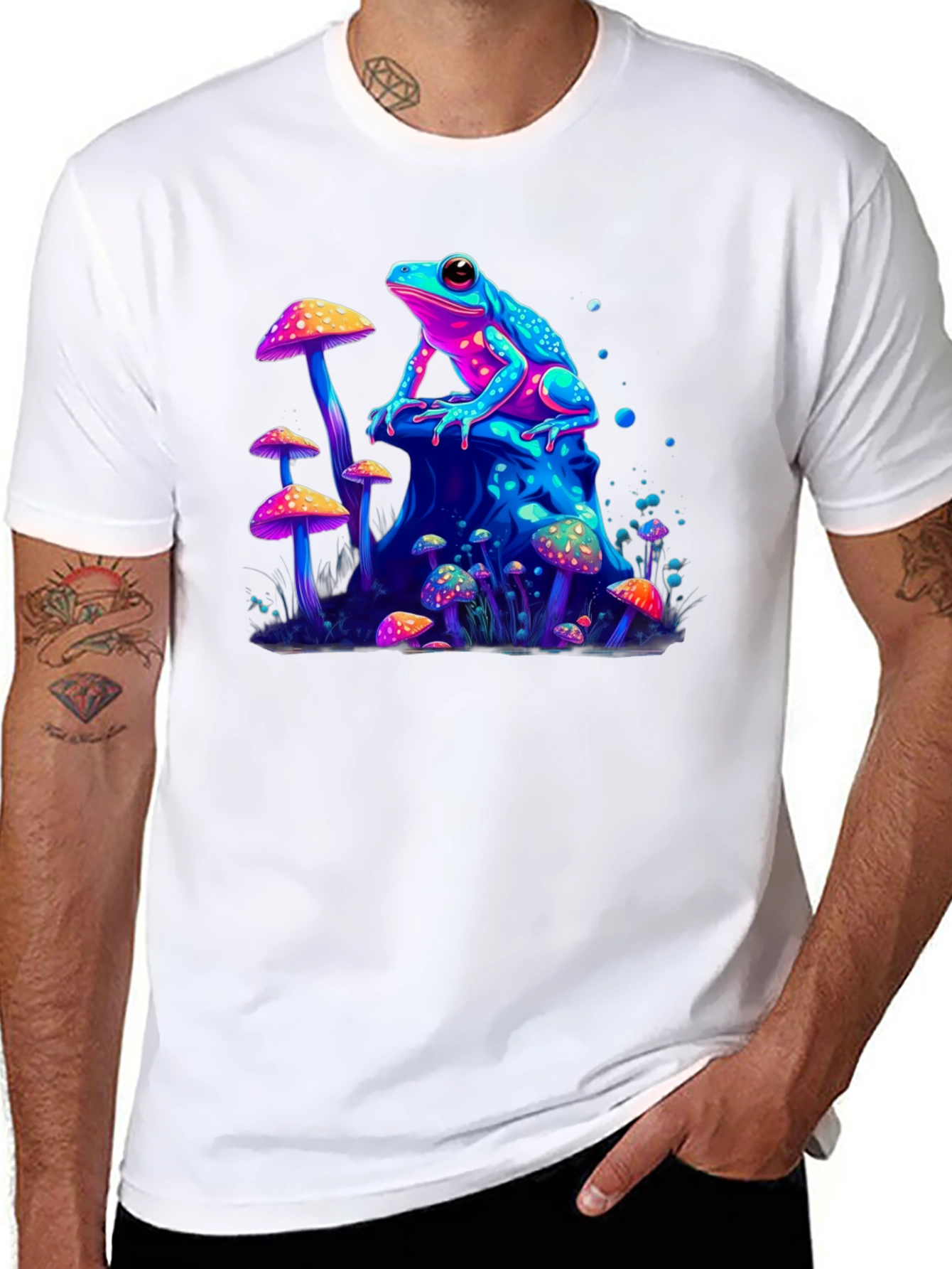 Psychedelic Frog & Mushroom Graphic Tee