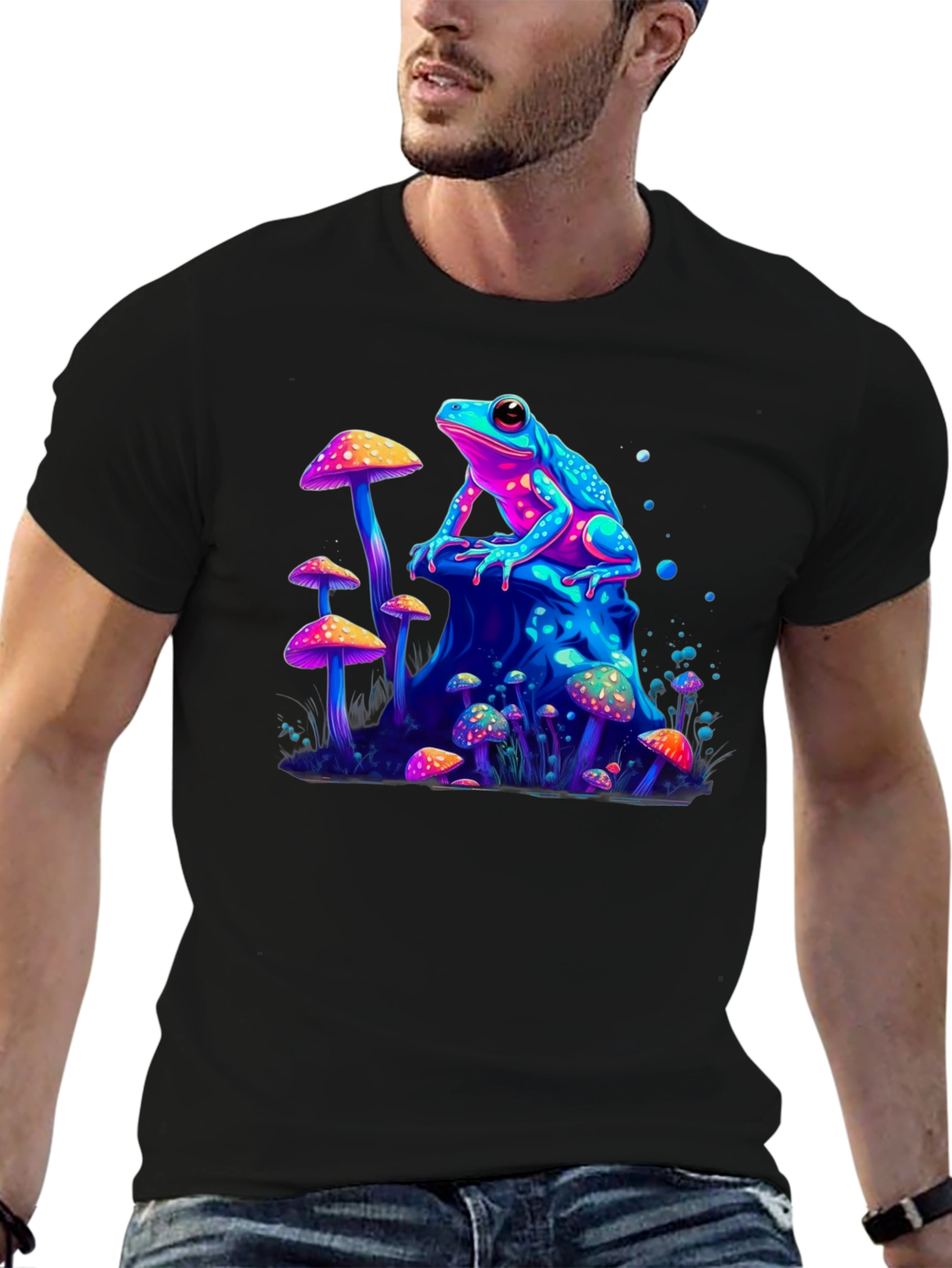 Psychedelic Frog & Mushroom Graphic Tee
