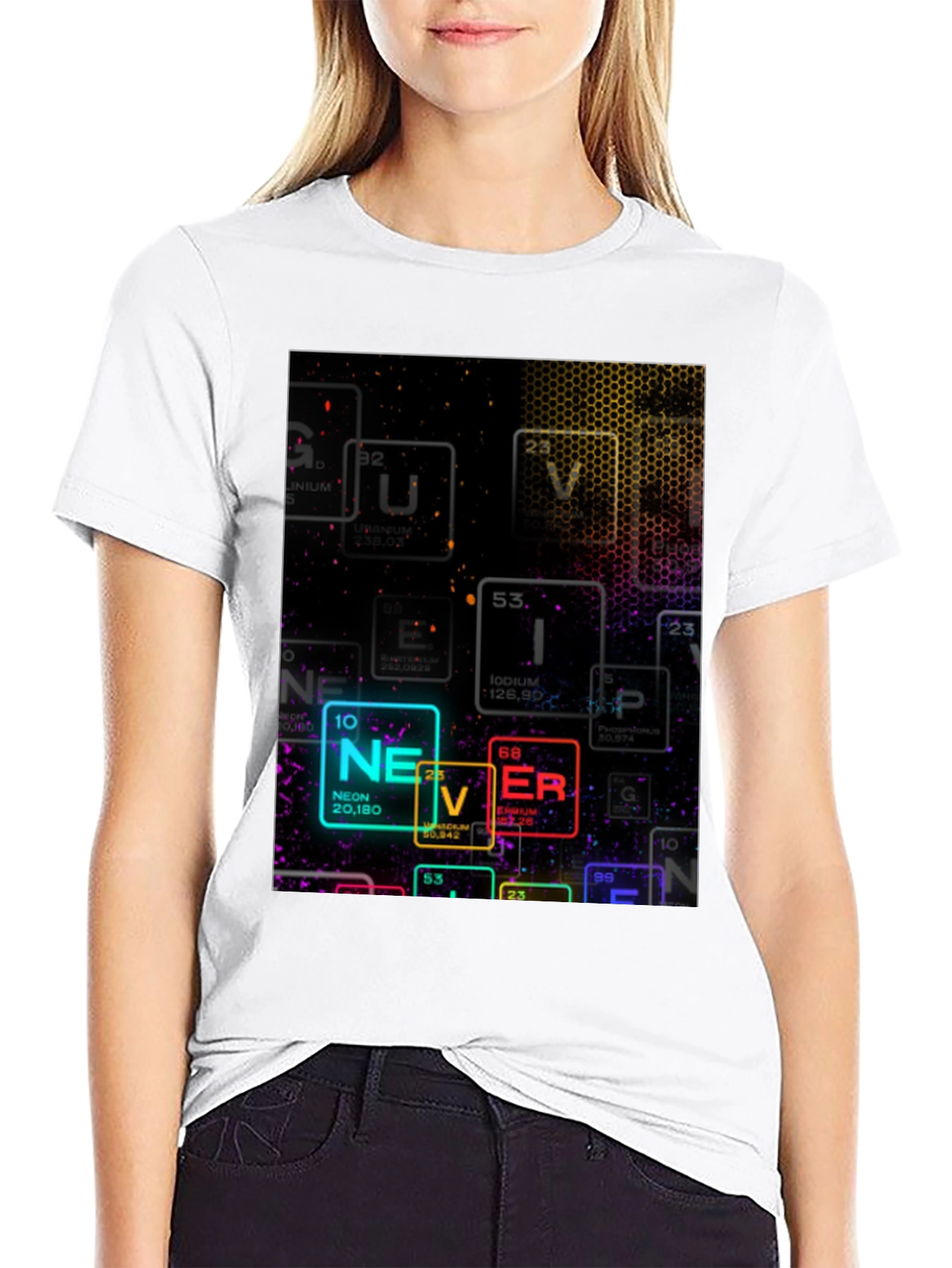 Neon Periodic Table Never Graphic T-Shirt