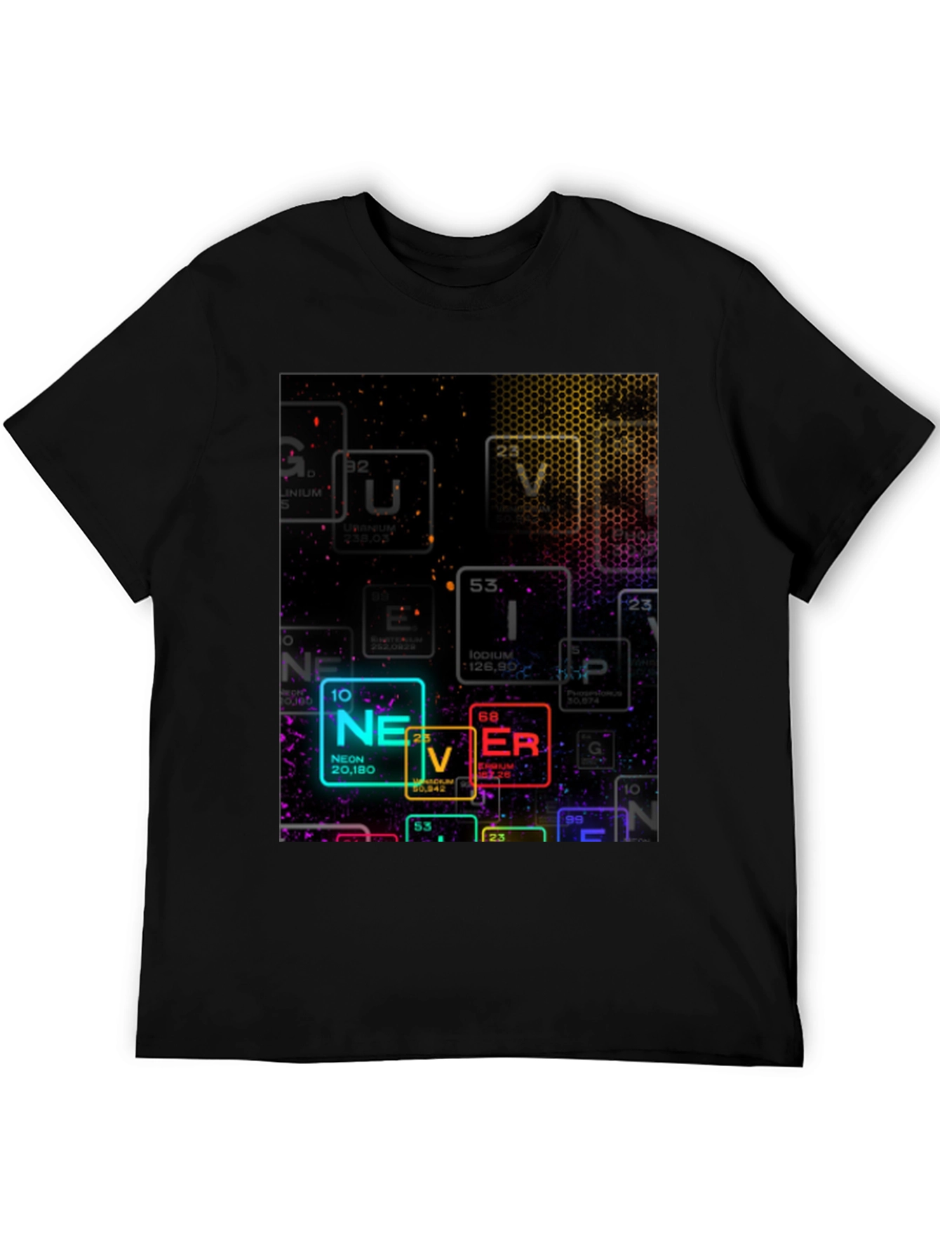 Neon Periodic Table Never Graphic T-Shirt