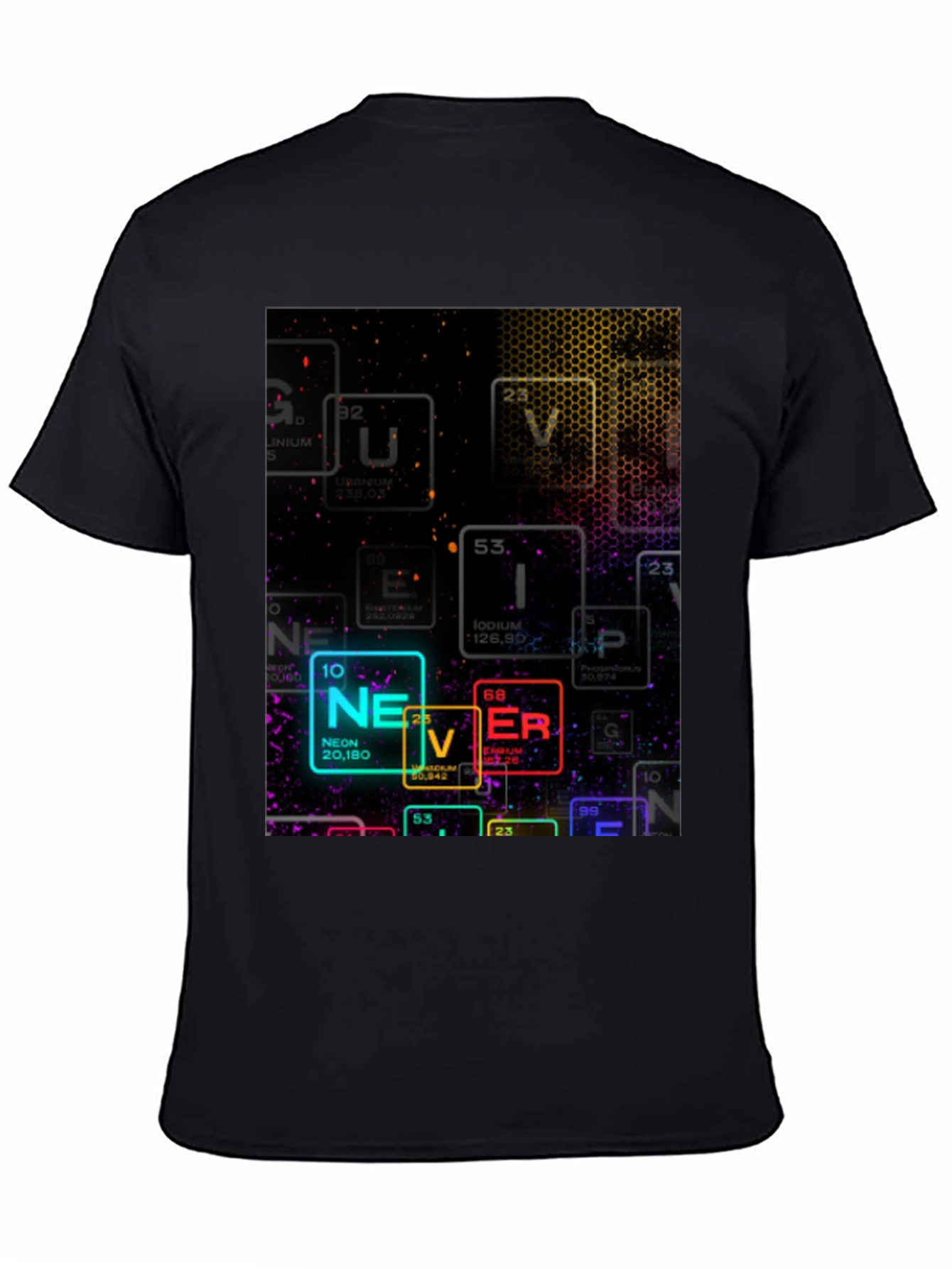 Neon Periodic Table Never Graphic T-Shirt
