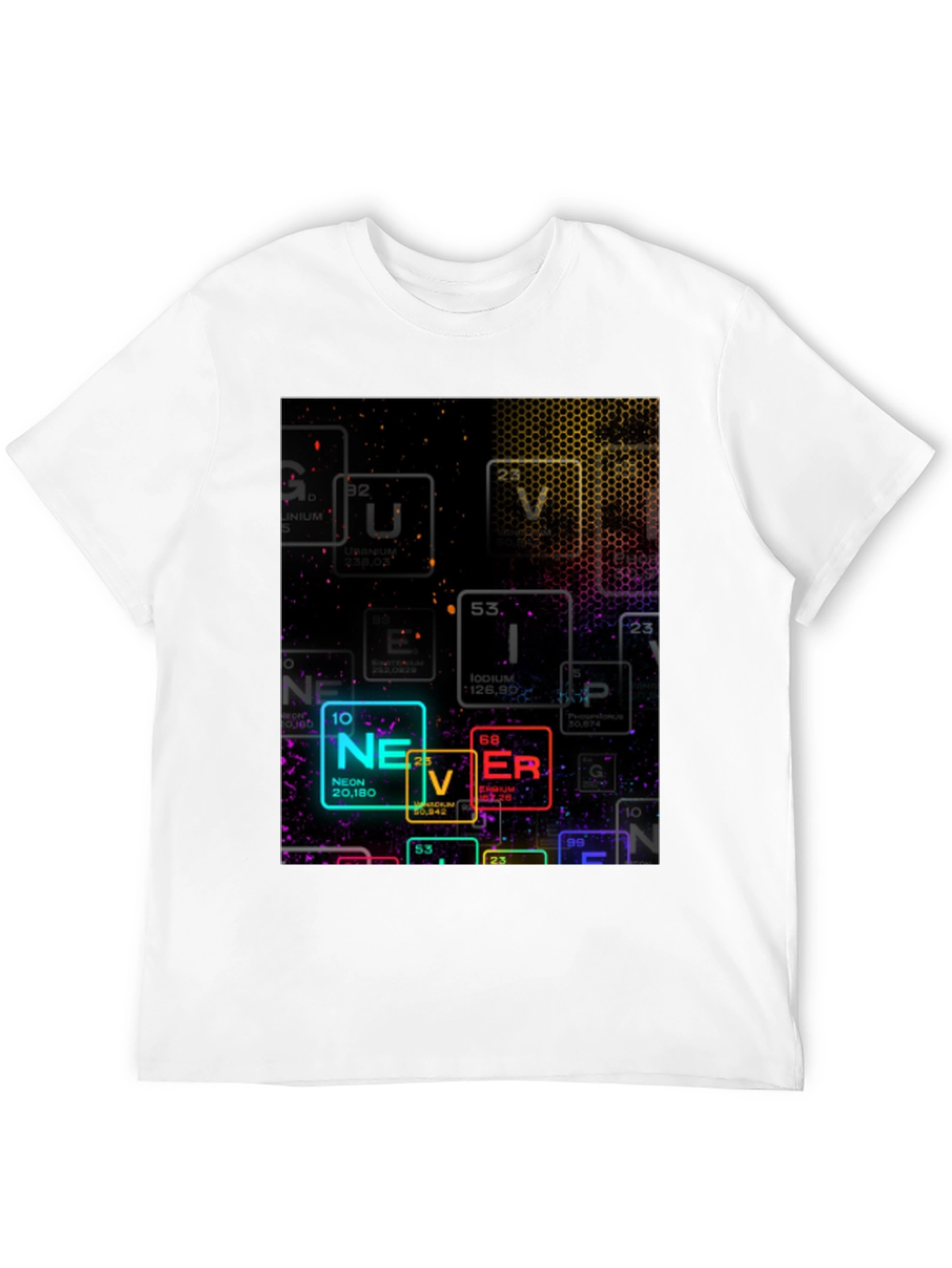 Neon Periodic Table Never Graphic T-Shirt