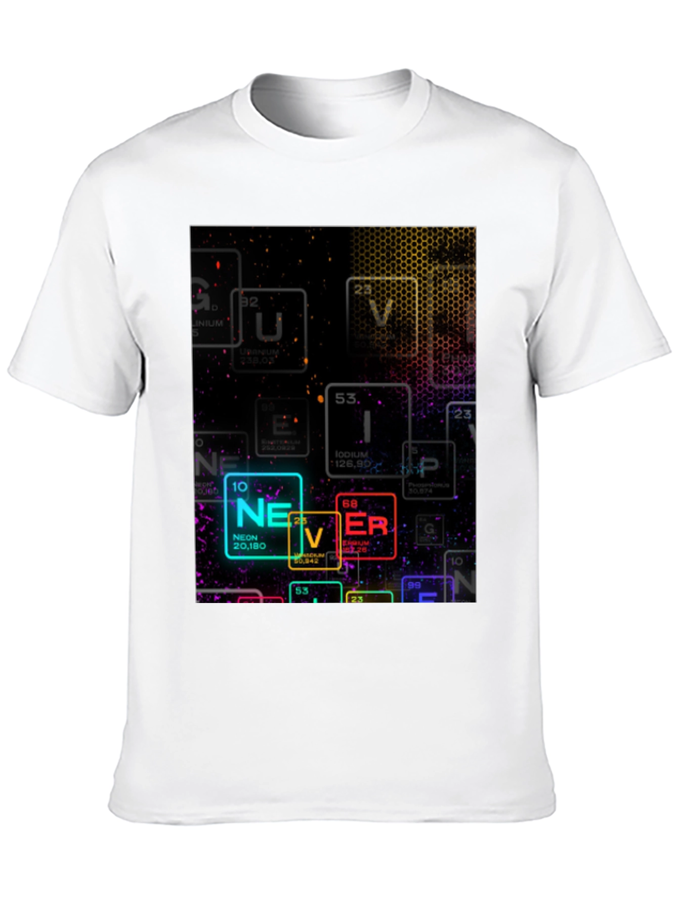 Neon Periodic Table Never Graphic T-Shirt