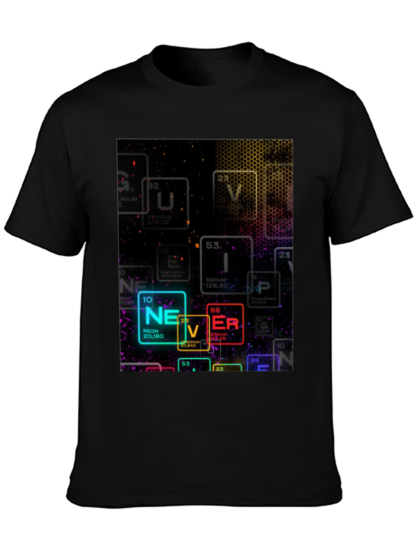 Neon Periodic Table Never Graphic T-Shirt