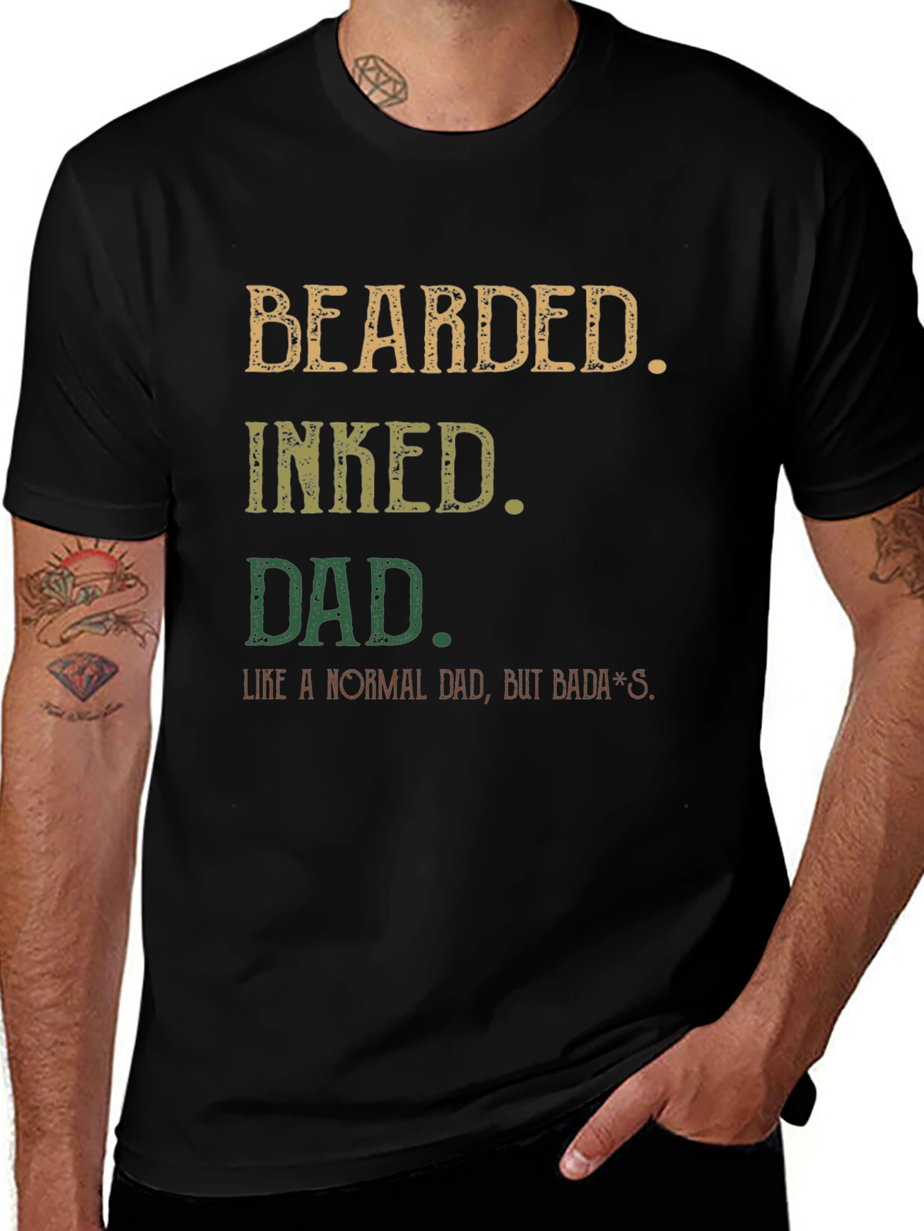 Bearded Inked Dad T-Shirt - Bada*s Dad Apparel