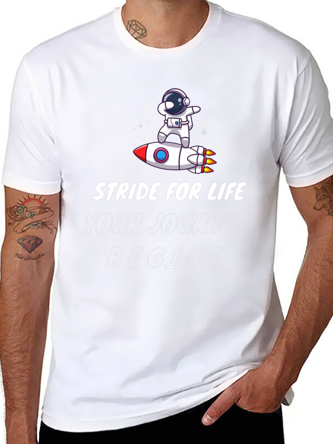 Stride for Life Astronaut Rocket Graphic Tee