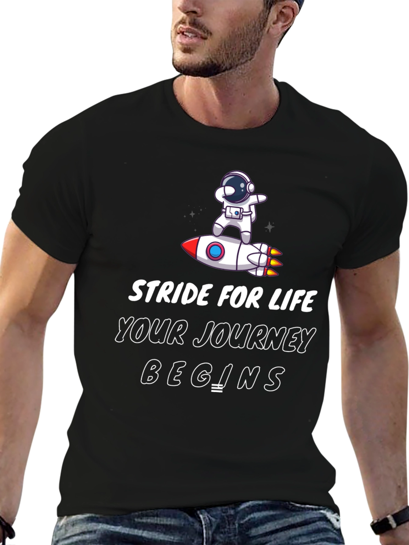 Stride for Life Astronaut Rocket Graphic Tee