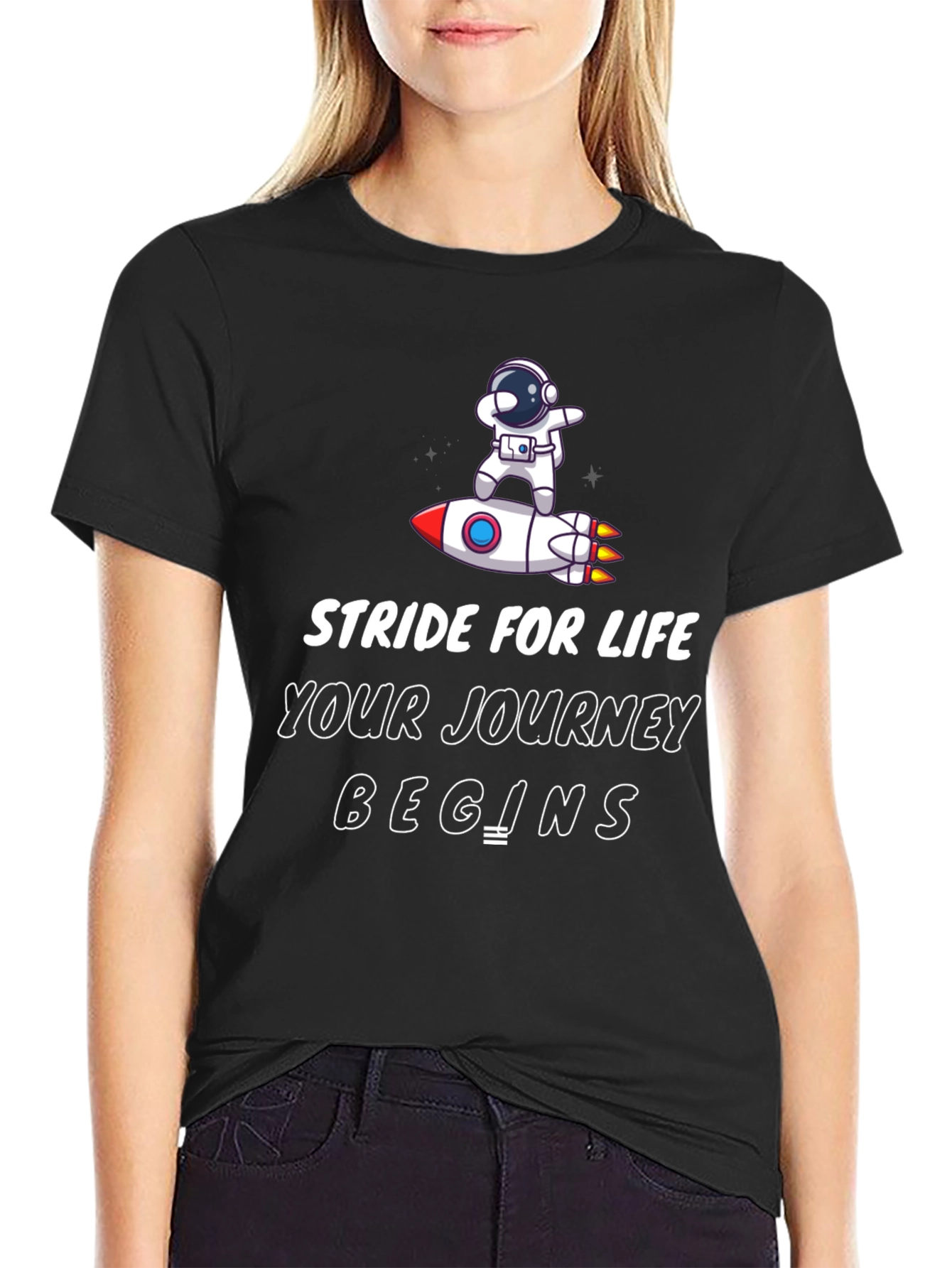 Stride for Life Astronaut Rocket Graphic Tee