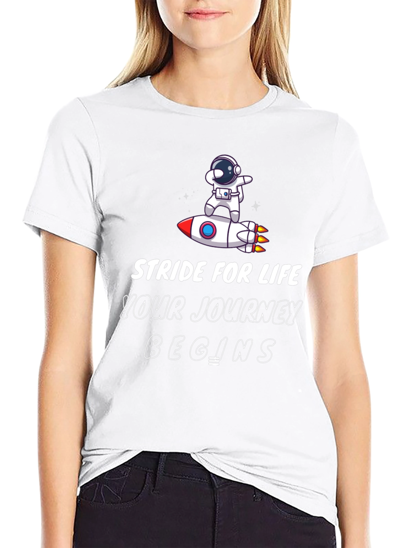 Stride for Life Astronaut Rocket Graphic Tee