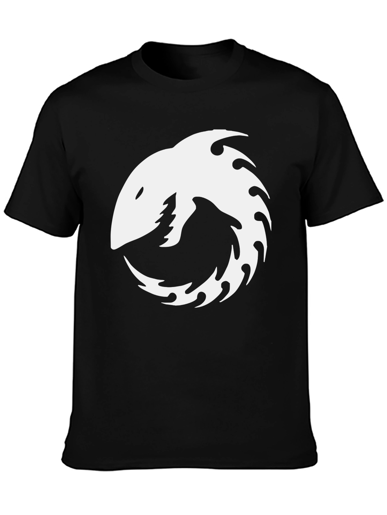 Shark Yin Yang Graphic Tee - Black Cotton T-Shirt
