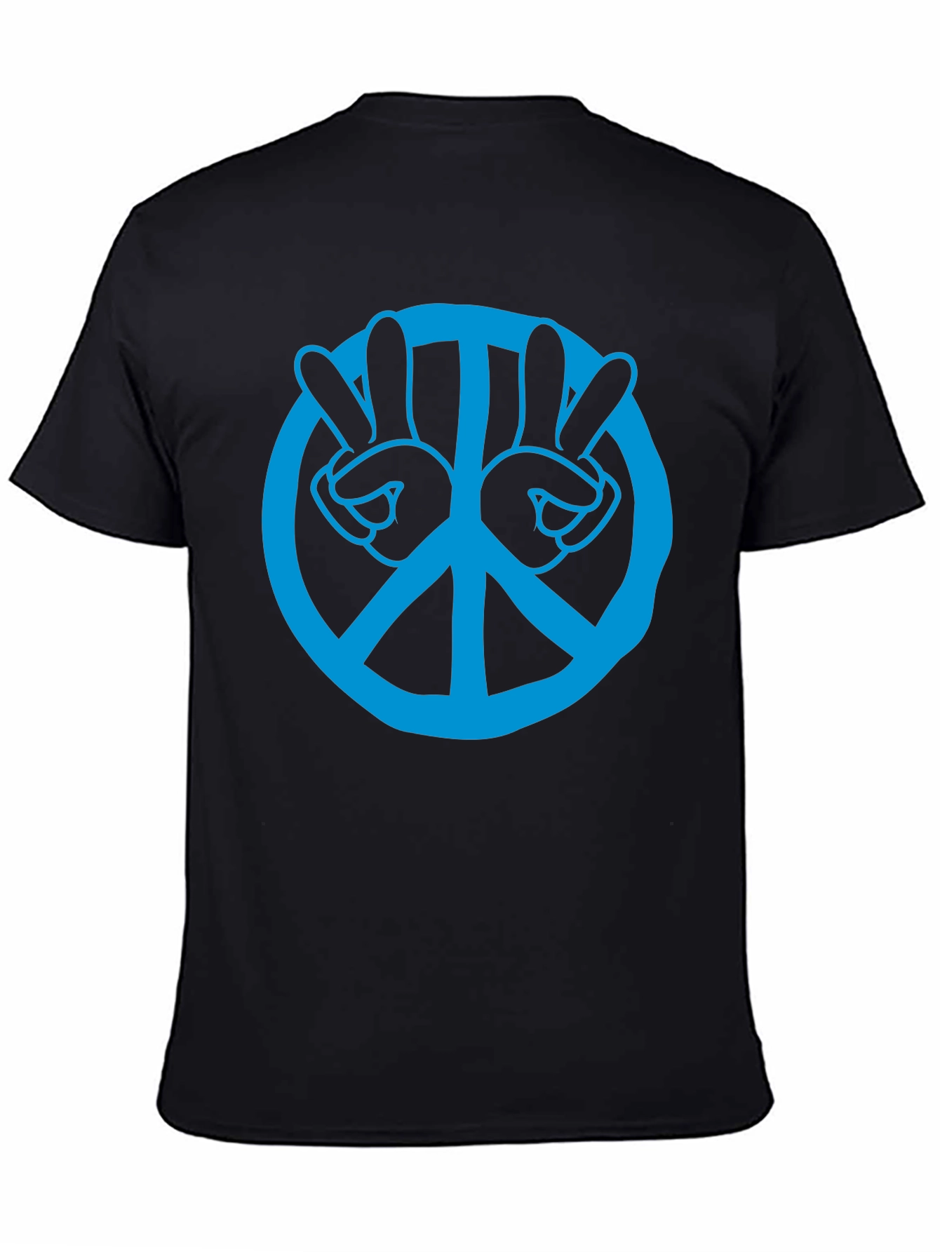 Peace Sign Hand Gesture Graphic Tee - Black