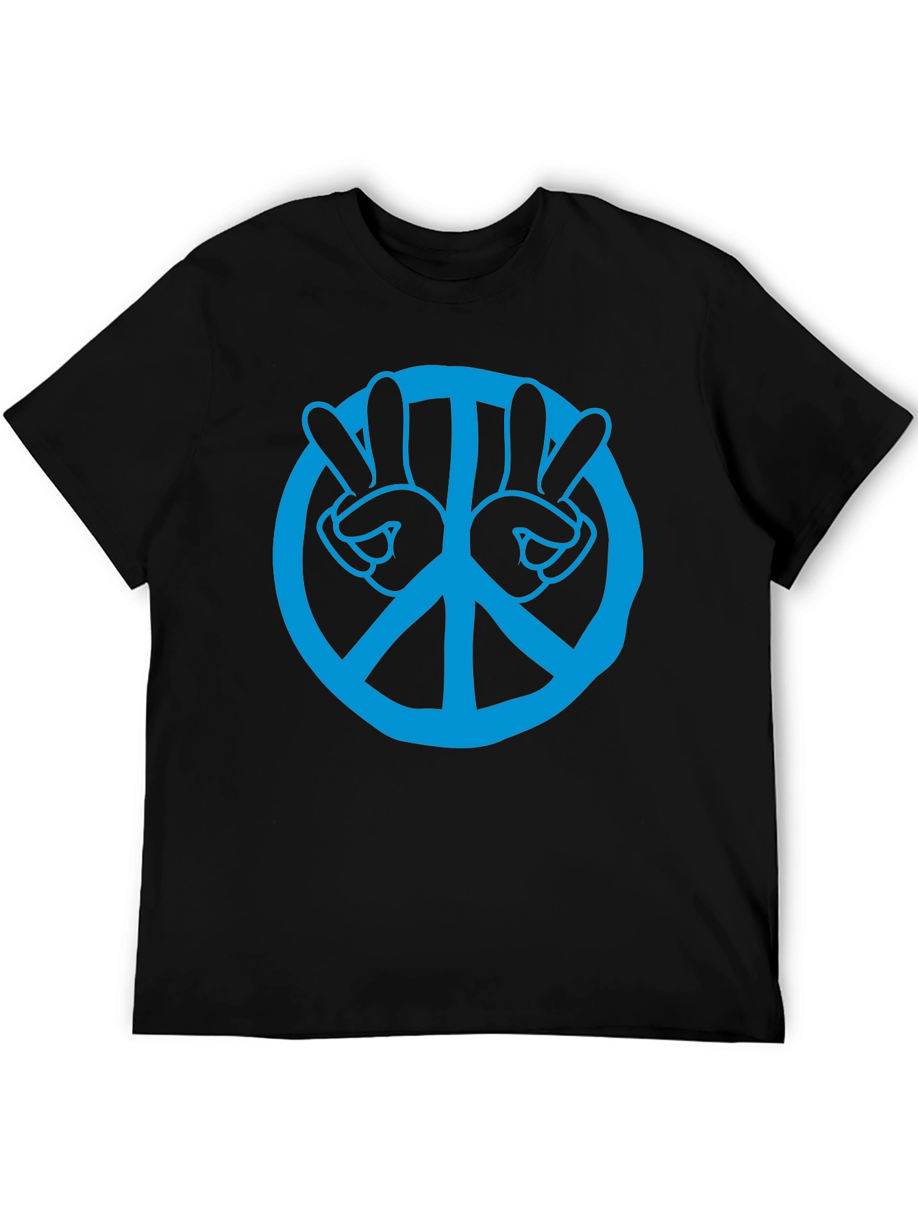 Peace Sign Hand Gesture Graphic Tee - Black