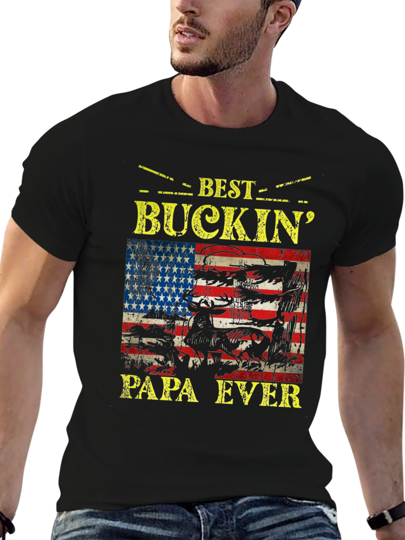 Best Buckin Papa Ever Graphic T-Shirt