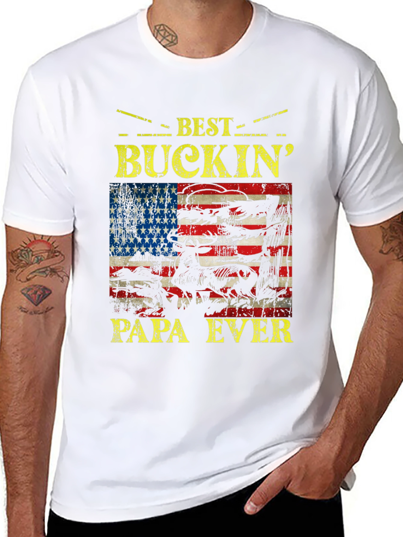 Best Buckin Papa Ever Graphic T-Shirt