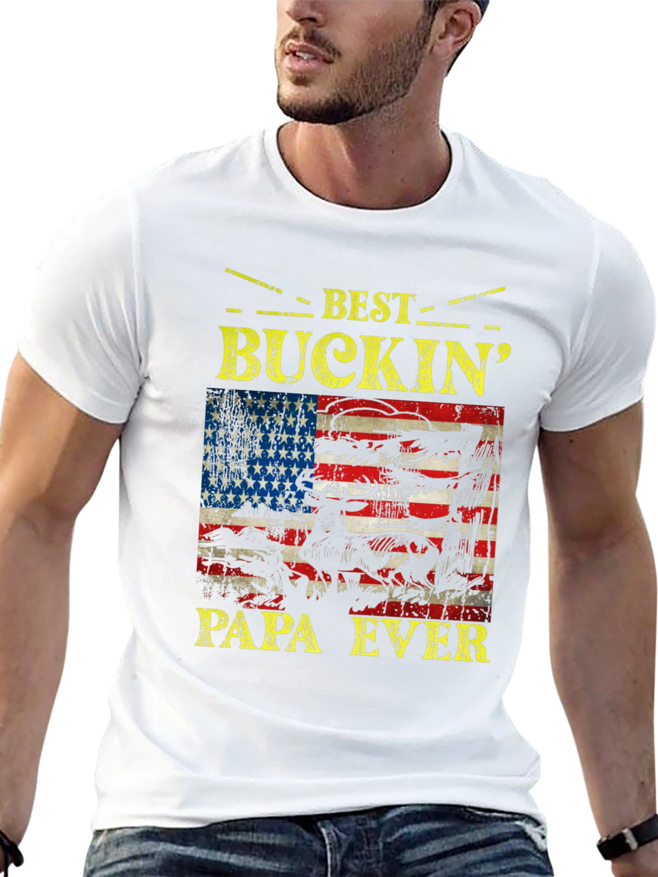 Best Buckin Papa Ever Graphic T-Shirt