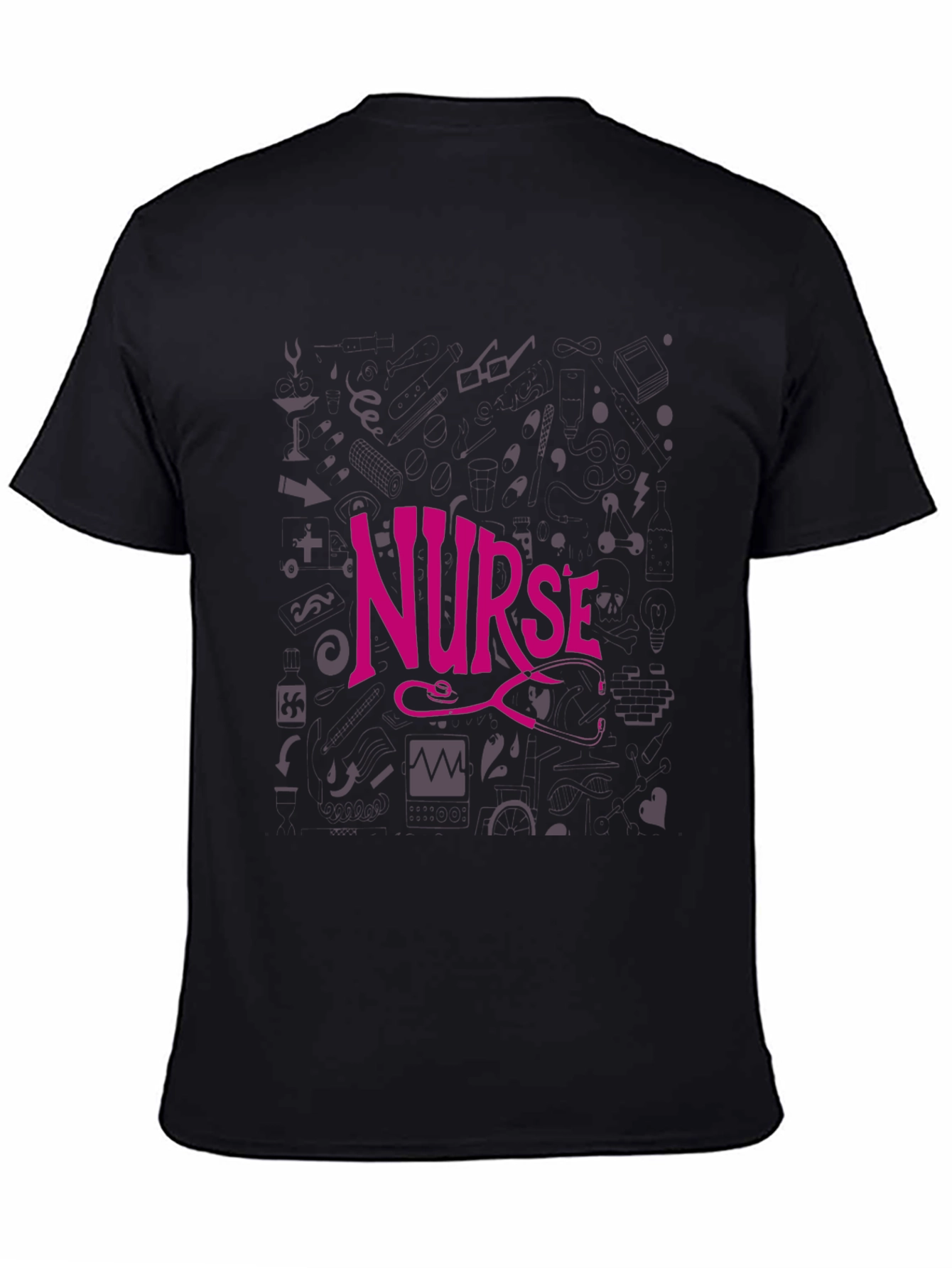 Nurse Stethoscope Graphic Black Tee - Medical Apparel