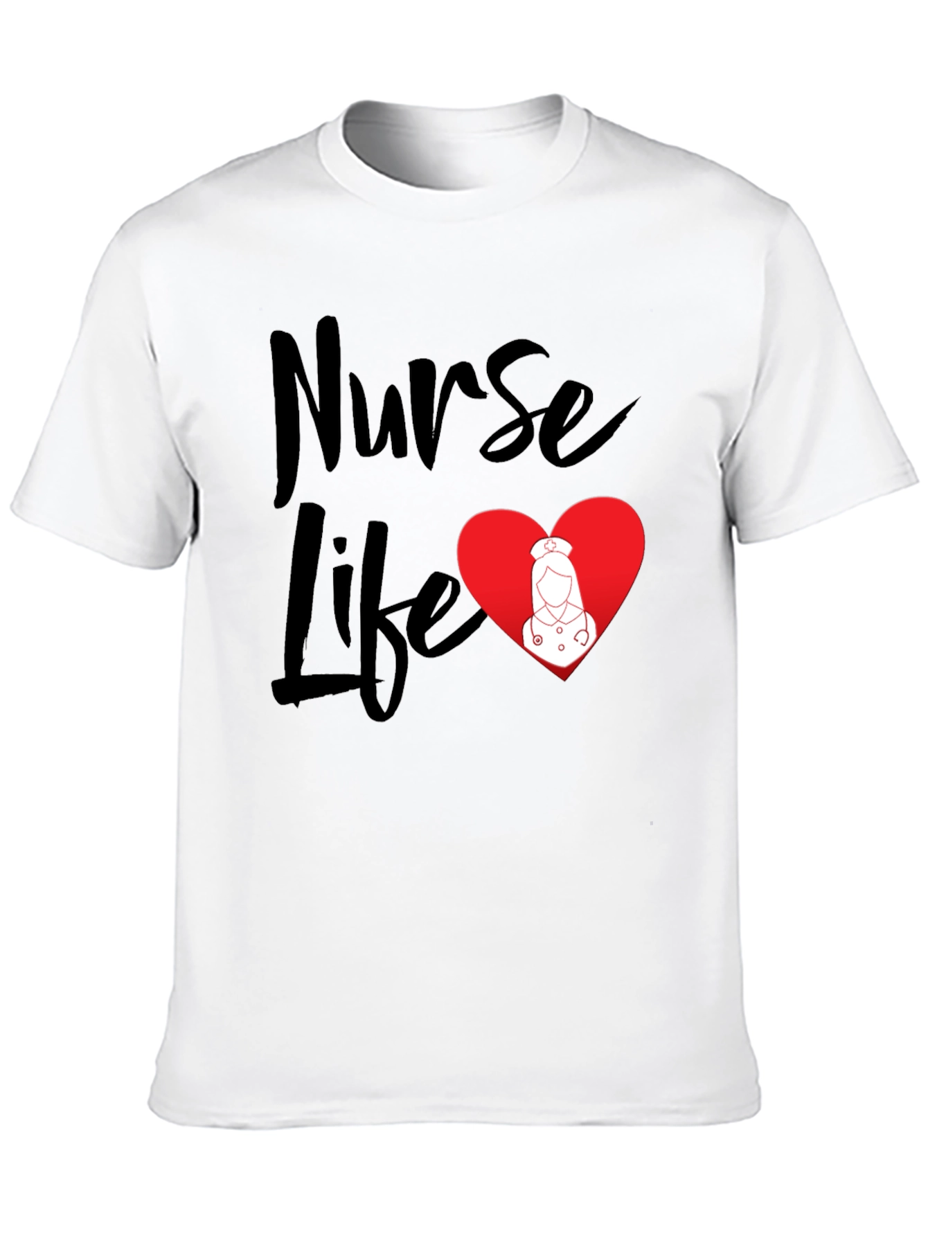 Nurse Life Black T-Shirt - Heart Graphic