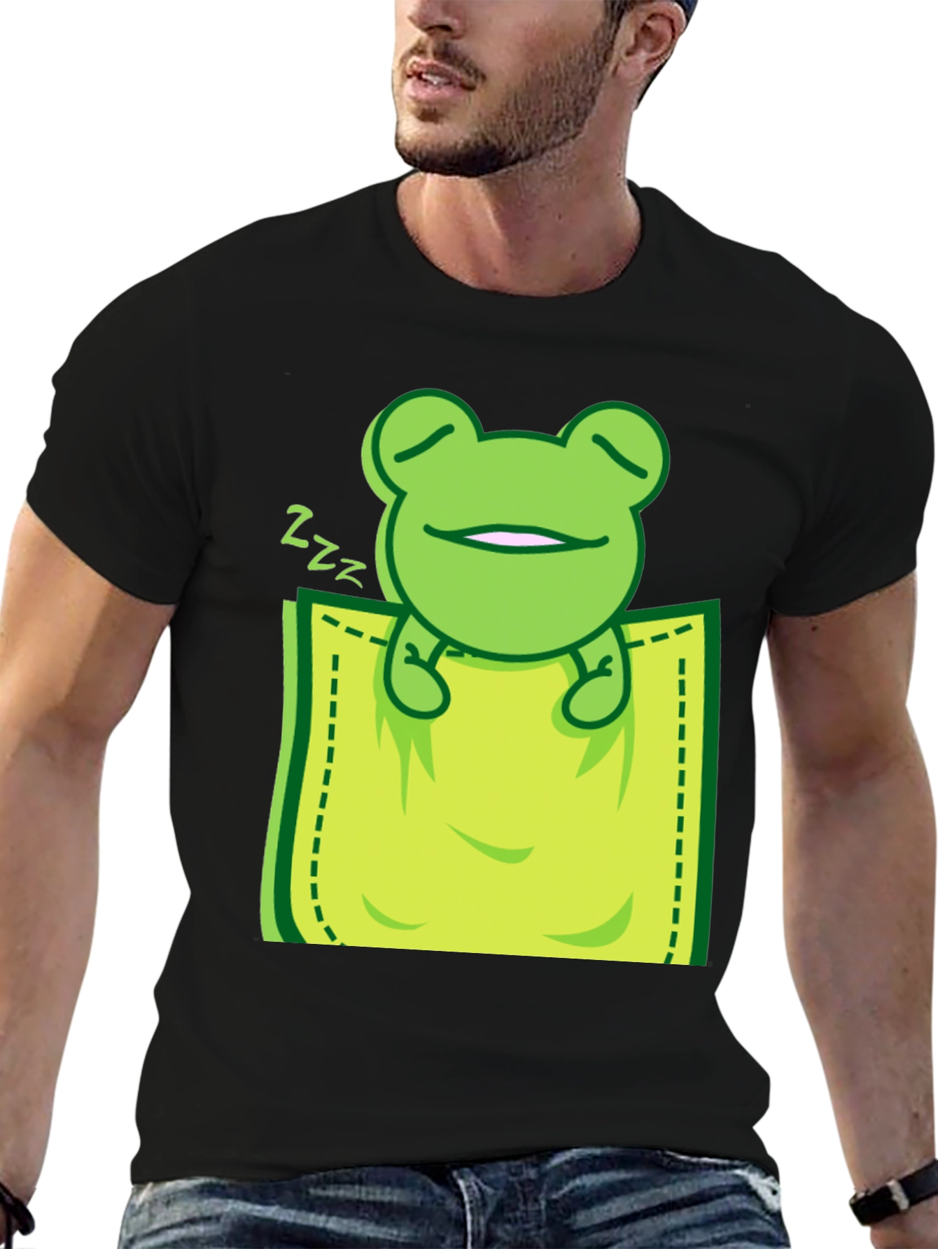 Sleeping Frog Pocket T-Shirt - Cute & Comfy