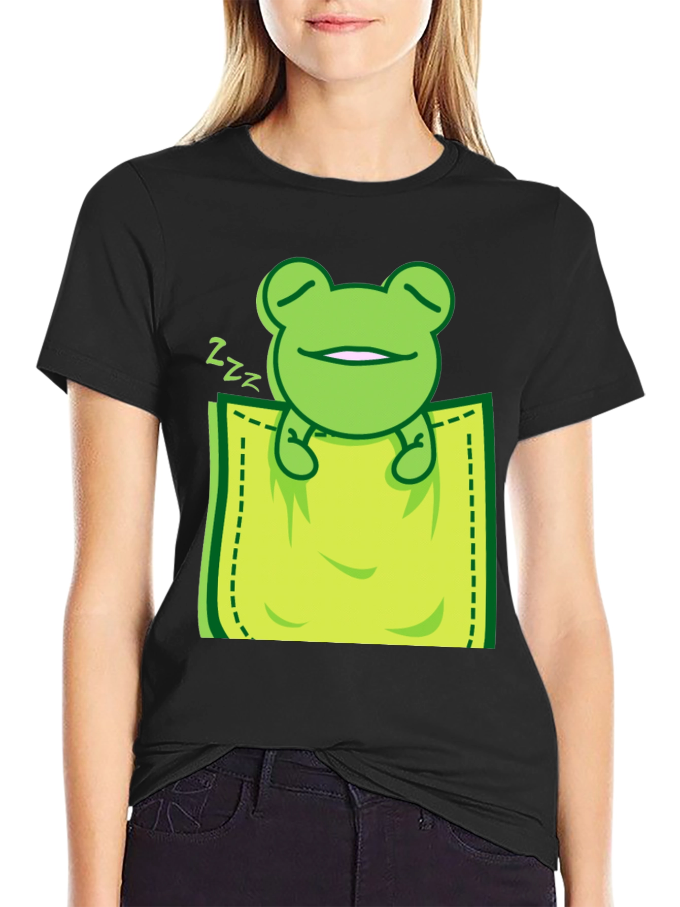 Sleeping Frog Pocket T-Shirt - Cute & Comfy