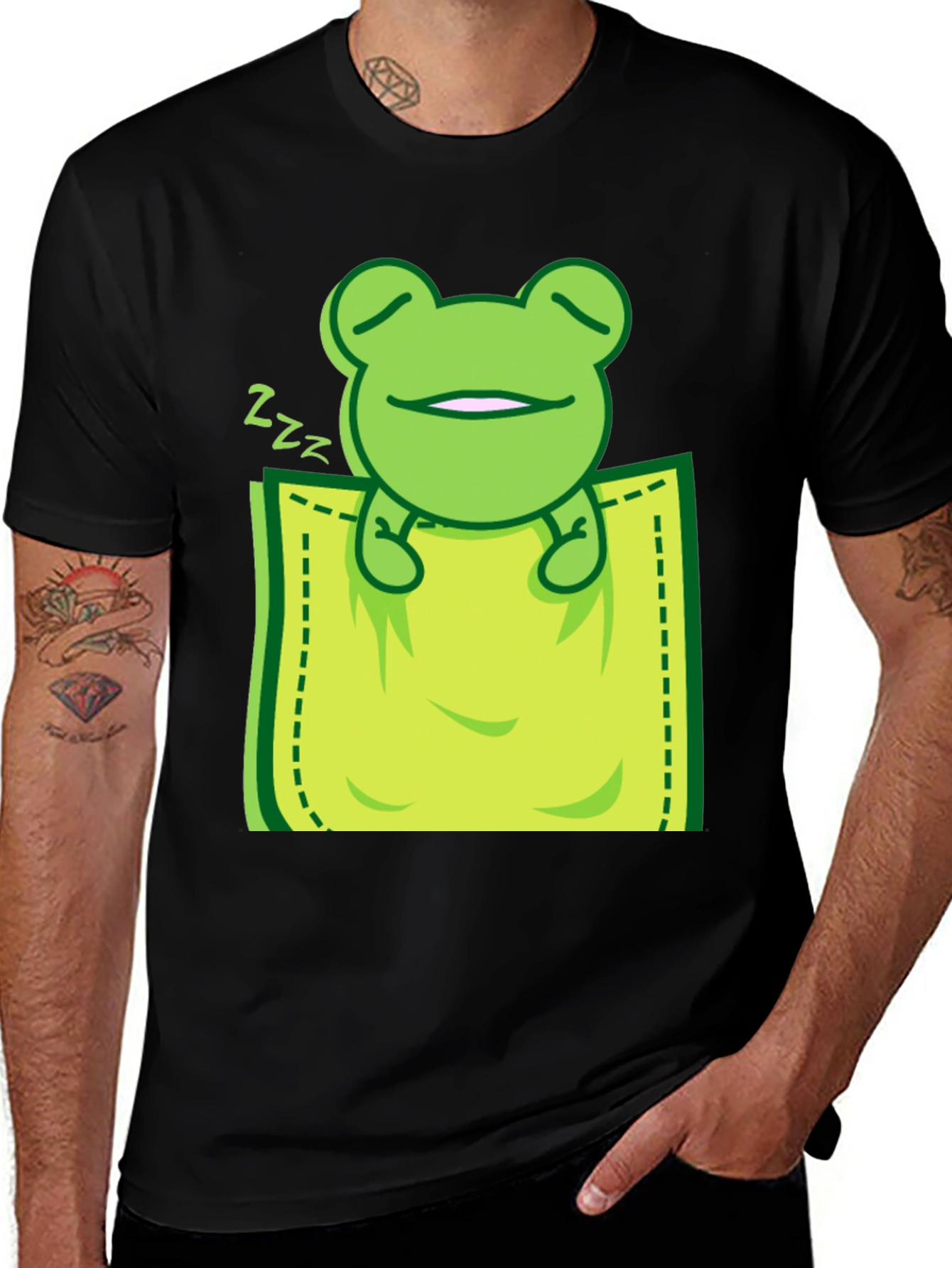 Sleeping Frog Pocket T-Shirt - Cute & Comfy