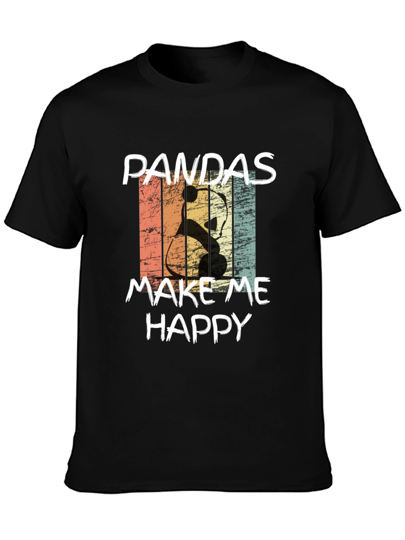 Pandas Make Me Happy Graphic Tee - Retro Style
