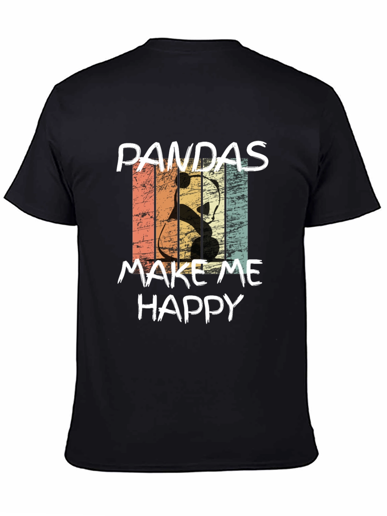 Pandas Make Me Happy Graphic Tee - Retro Style
