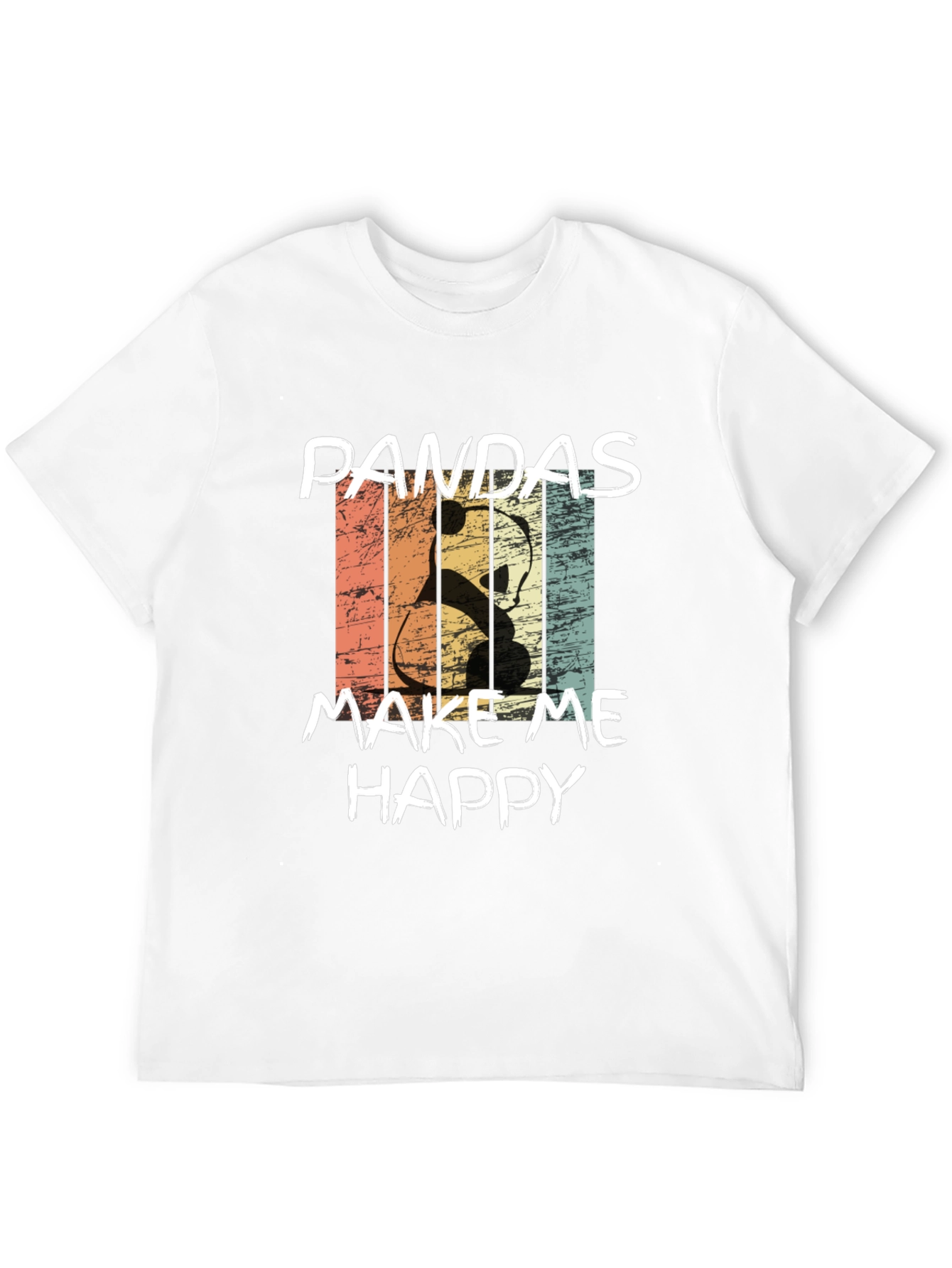 Pandas Make Me Happy Graphic Tee - Retro Style