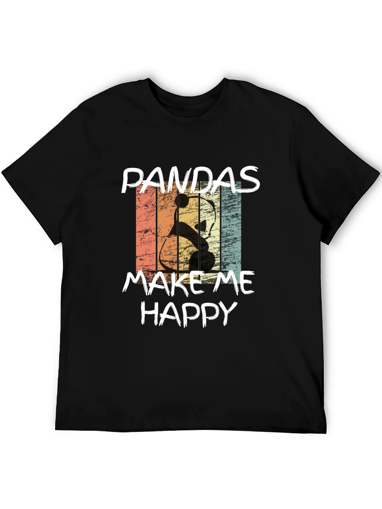 Pandas Make Me Happy Graphic Tee - Retro Style
