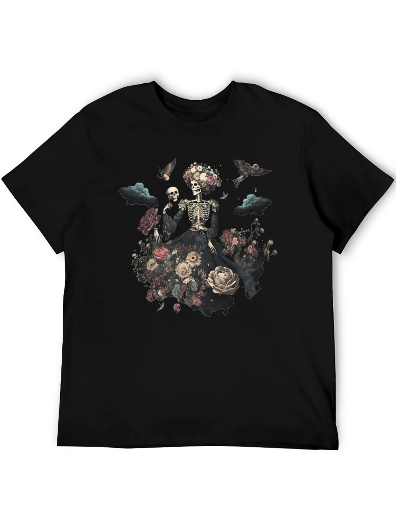Floral Skull Graphic Tee - Unique Halloween Style