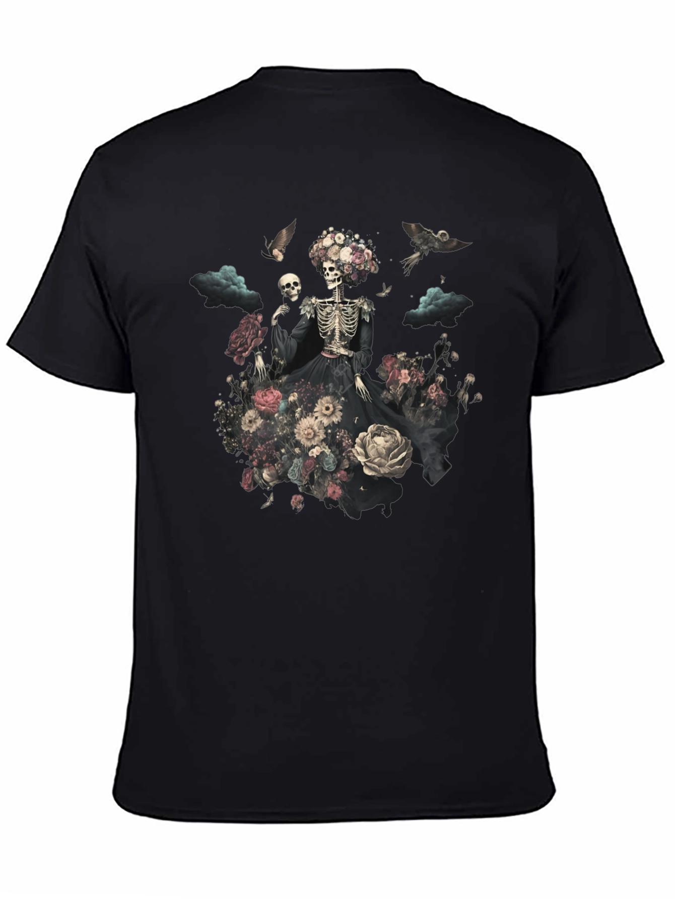 Floral Skull Graphic Tee - Unique Halloween Style