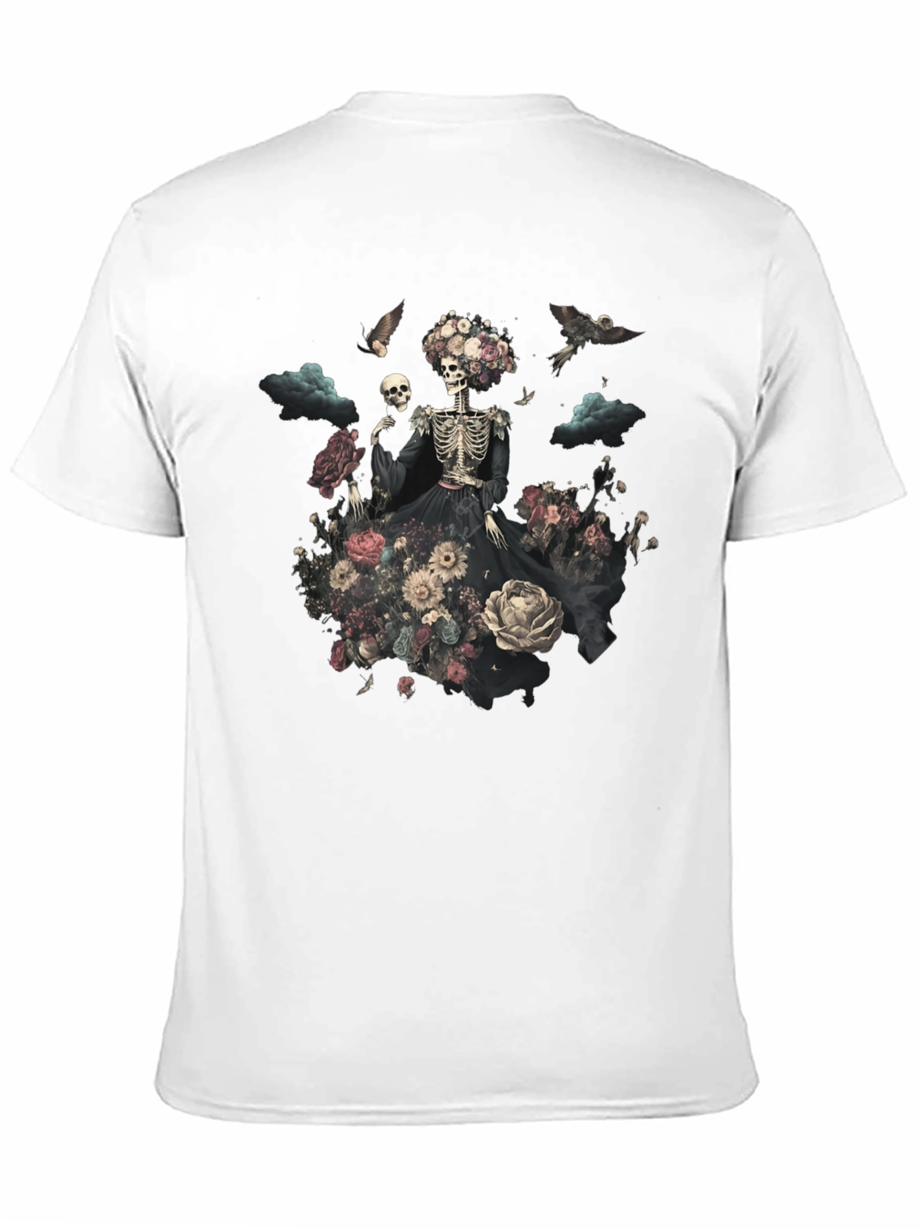 Floral Skull Graphic Tee - Unique Halloween Style