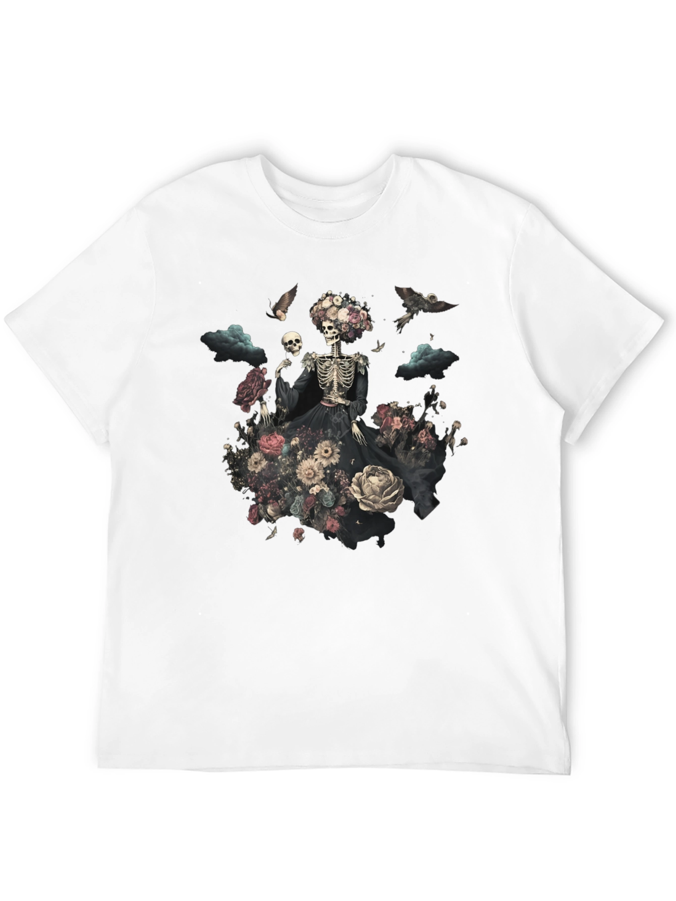 Floral Skull Graphic Tee - Unique Halloween Style