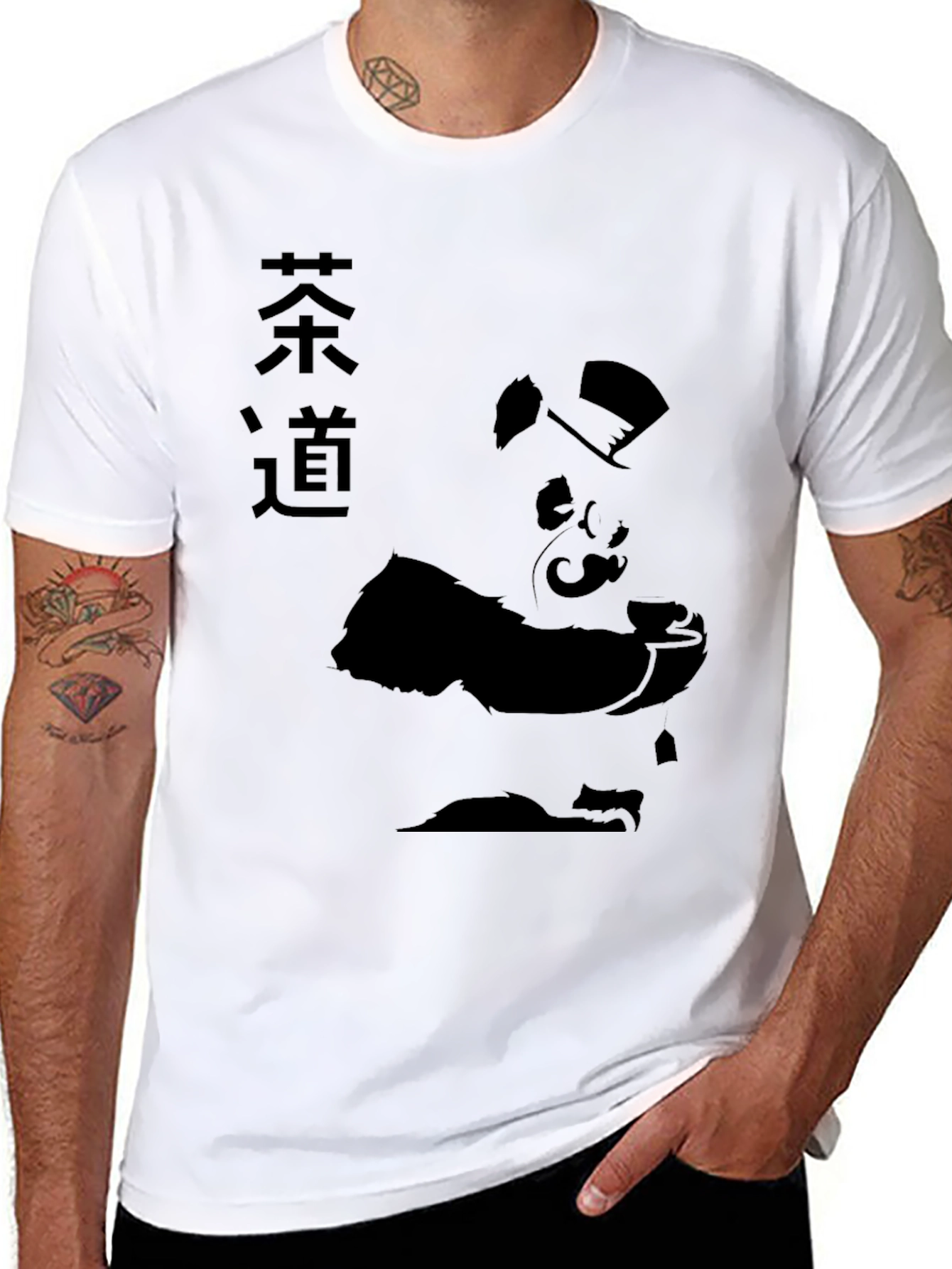 Panda Tea Ceremony Graphic Tee - Black