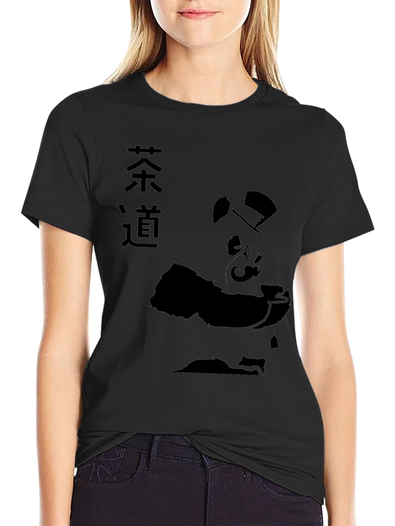 Panda Tea Ceremony Graphic Tee - Black