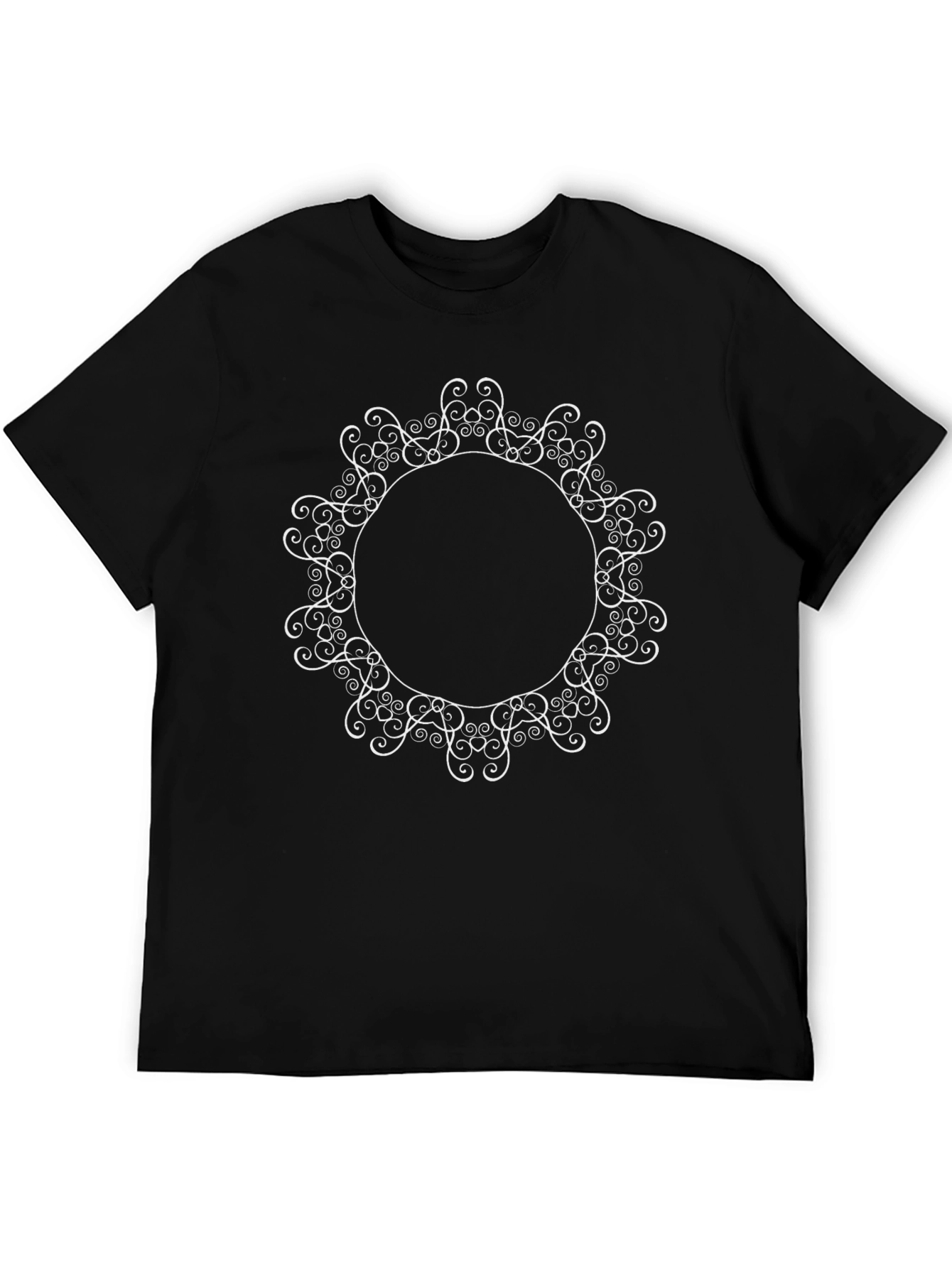 Elegant Swirl Circle Graphic Tee - Unisex Black T-Shirt