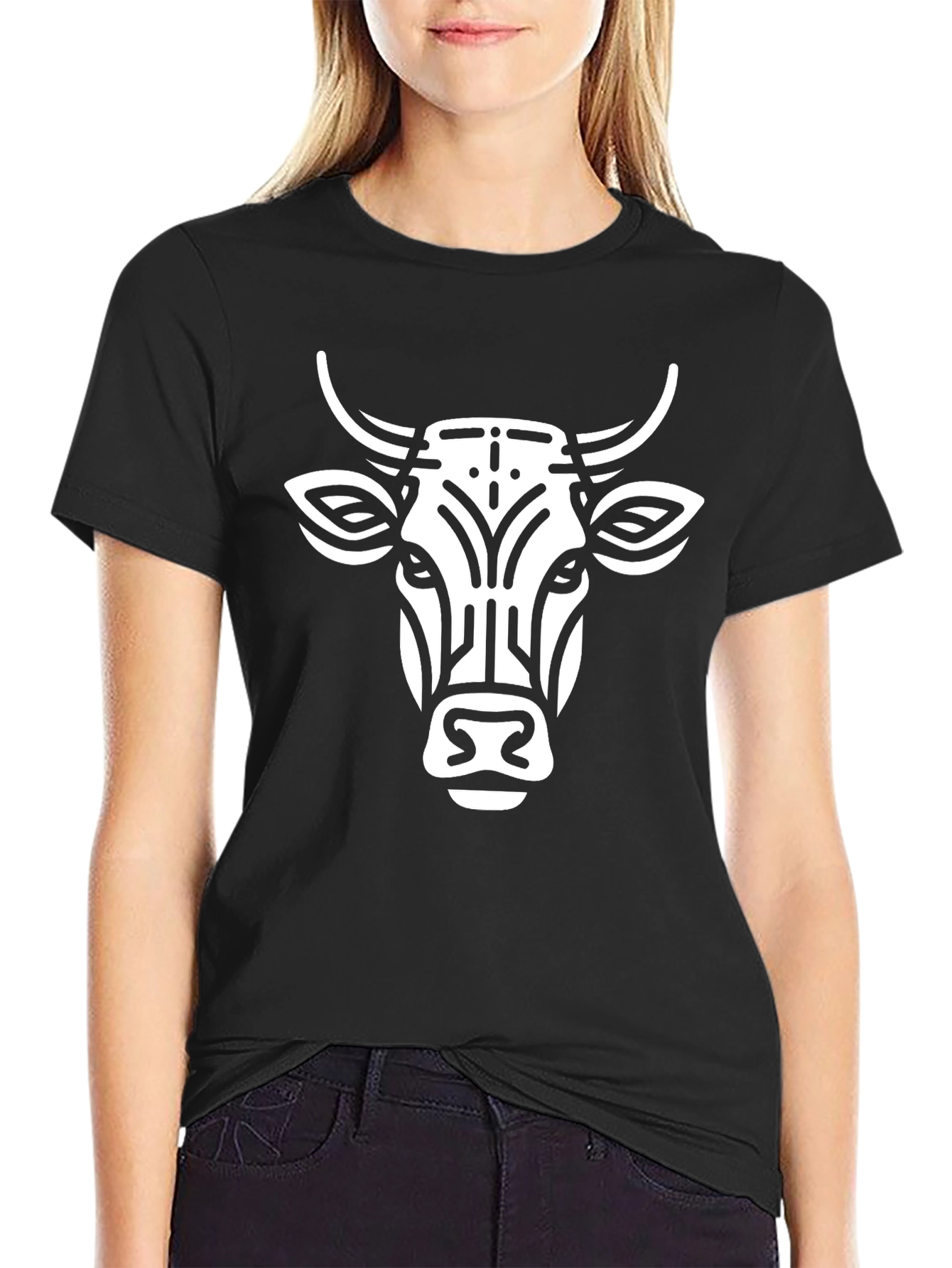 Bull Graphic Tee - Black Cotton T-Shirt