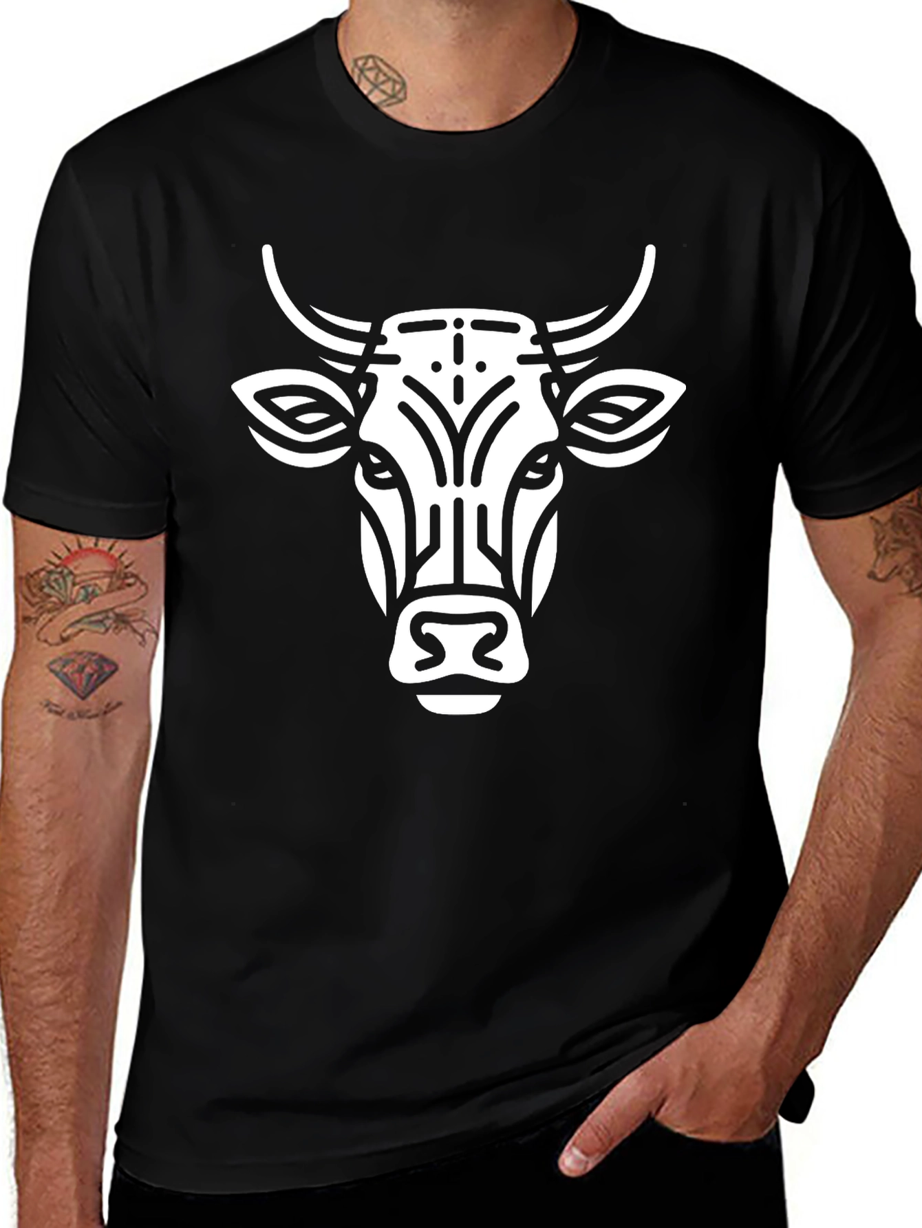 Bull Graphic Tee - Black Cotton T-Shirt