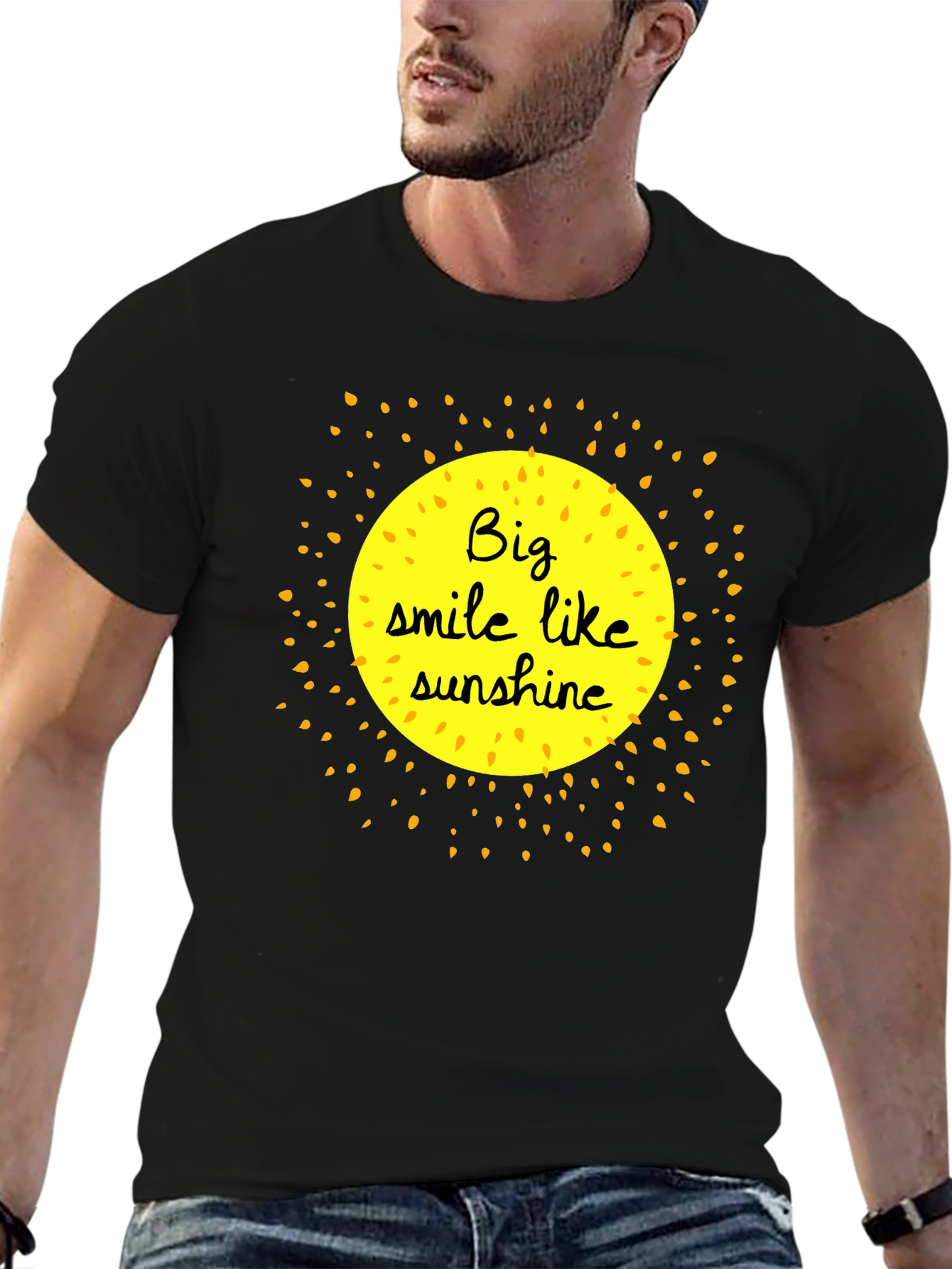 Smile Like Sunshine Black Graphic T-Shirt