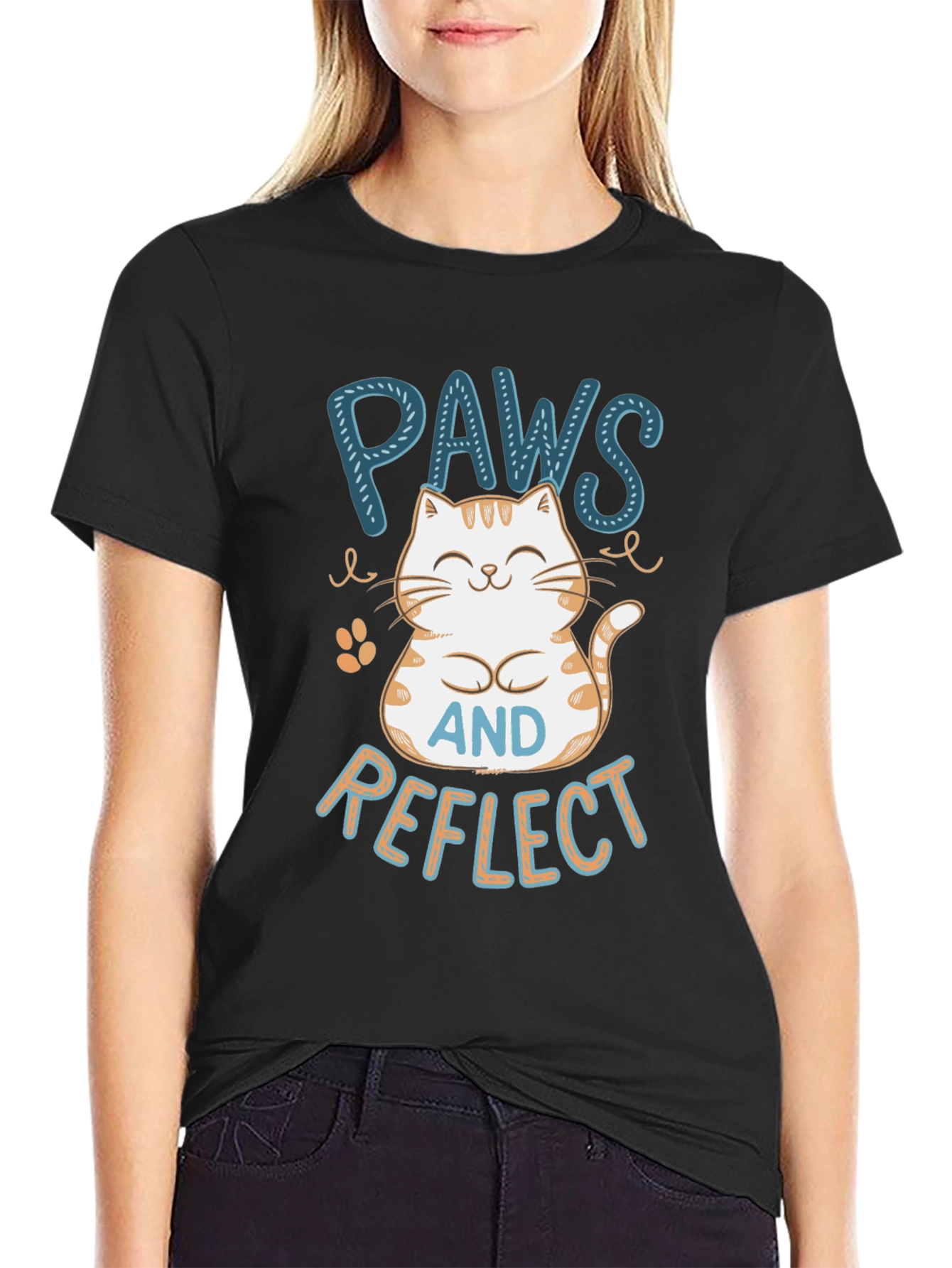 Paws Reflect T-Shirt - Cute Cat Design