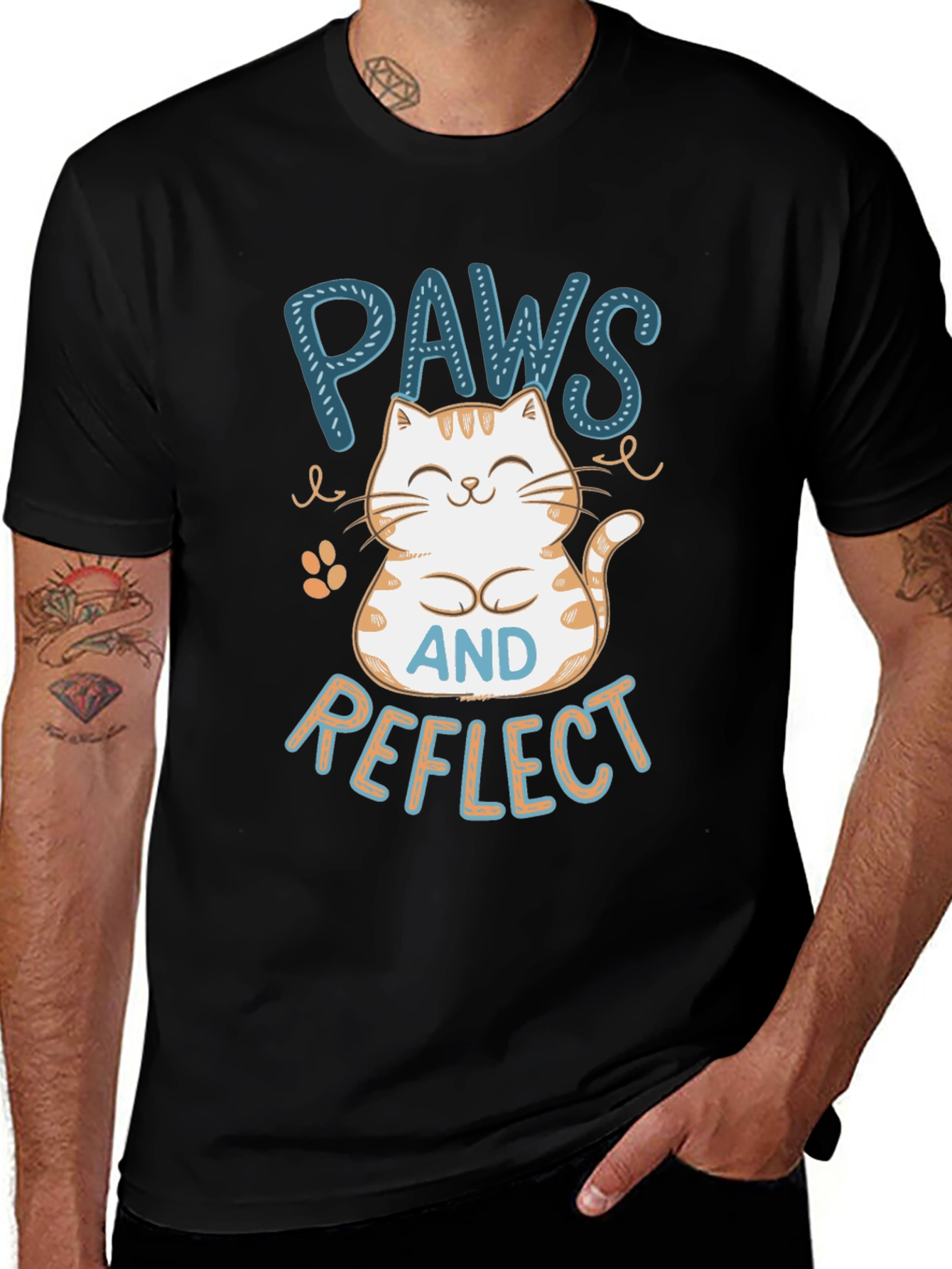 Paws Reflect T-Shirt - Cute Cat Design