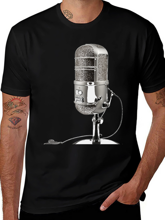 Vintage Microphone Graphic Tee - Classic Cool