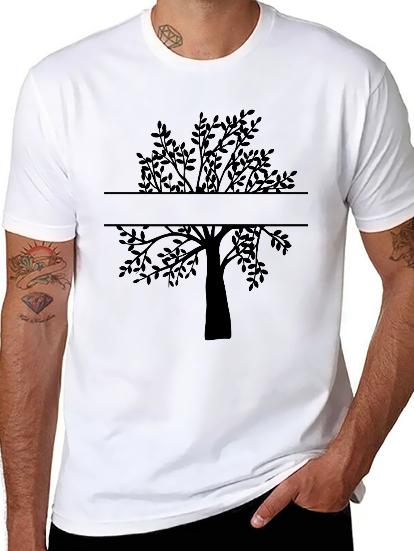 Black Tree Graphic Tee - Nature Inspired Casual Wear