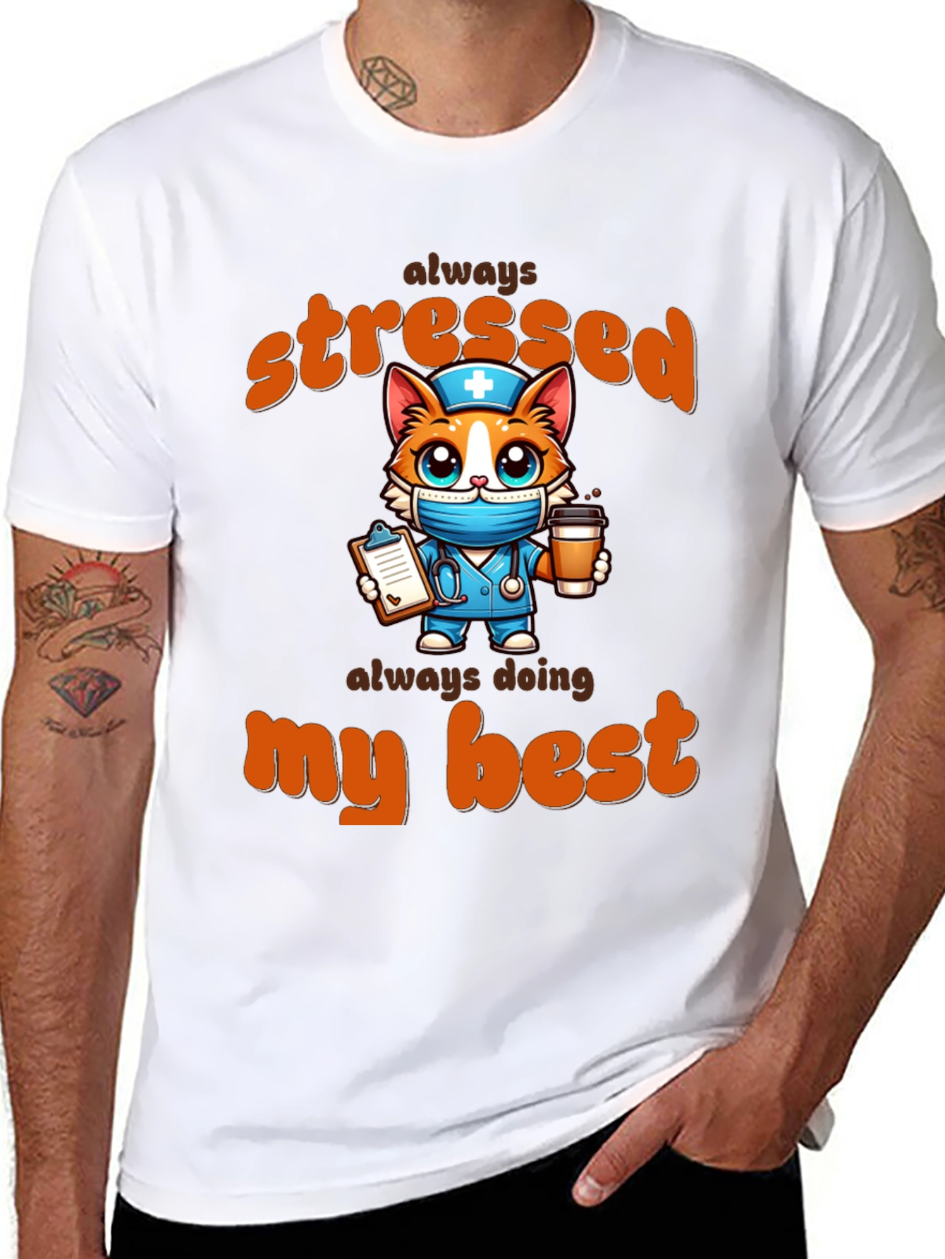Stressed Nurse Cat T-Shirt