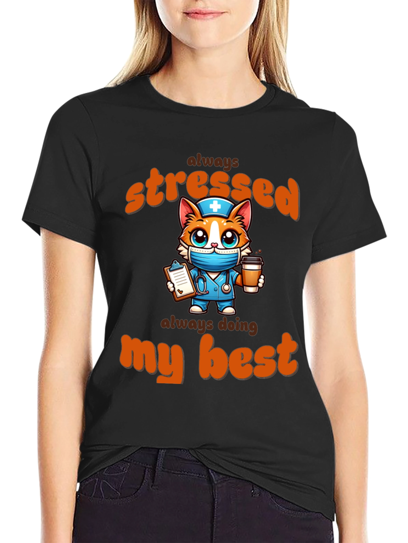 Stressed Nurse Cat T-Shirt