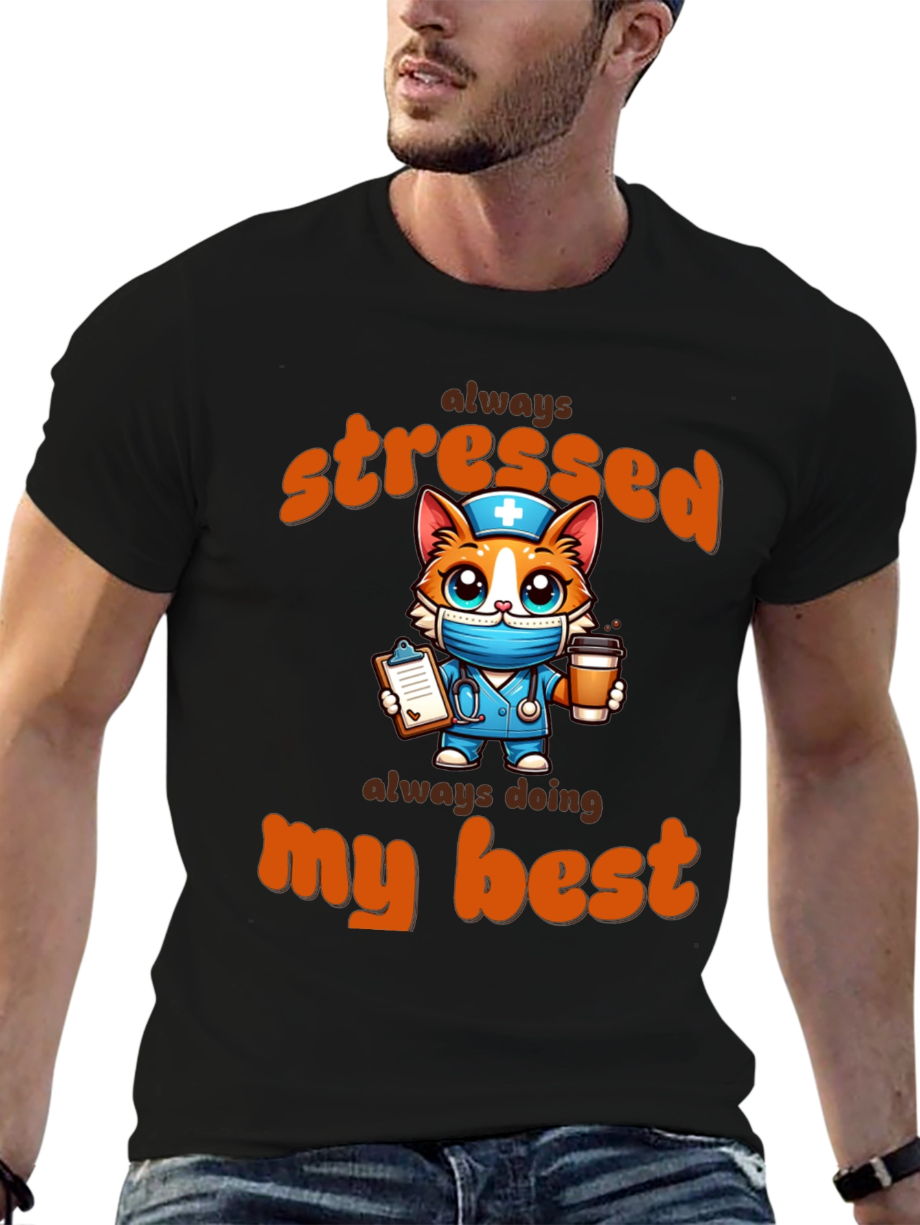 Stressed Nurse Cat T-Shirt