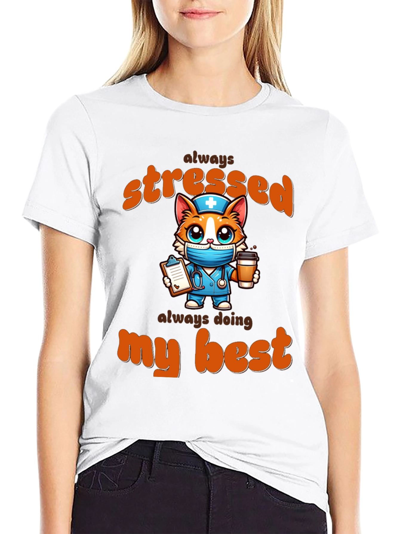 Stressed Nurse Cat T-Shirt