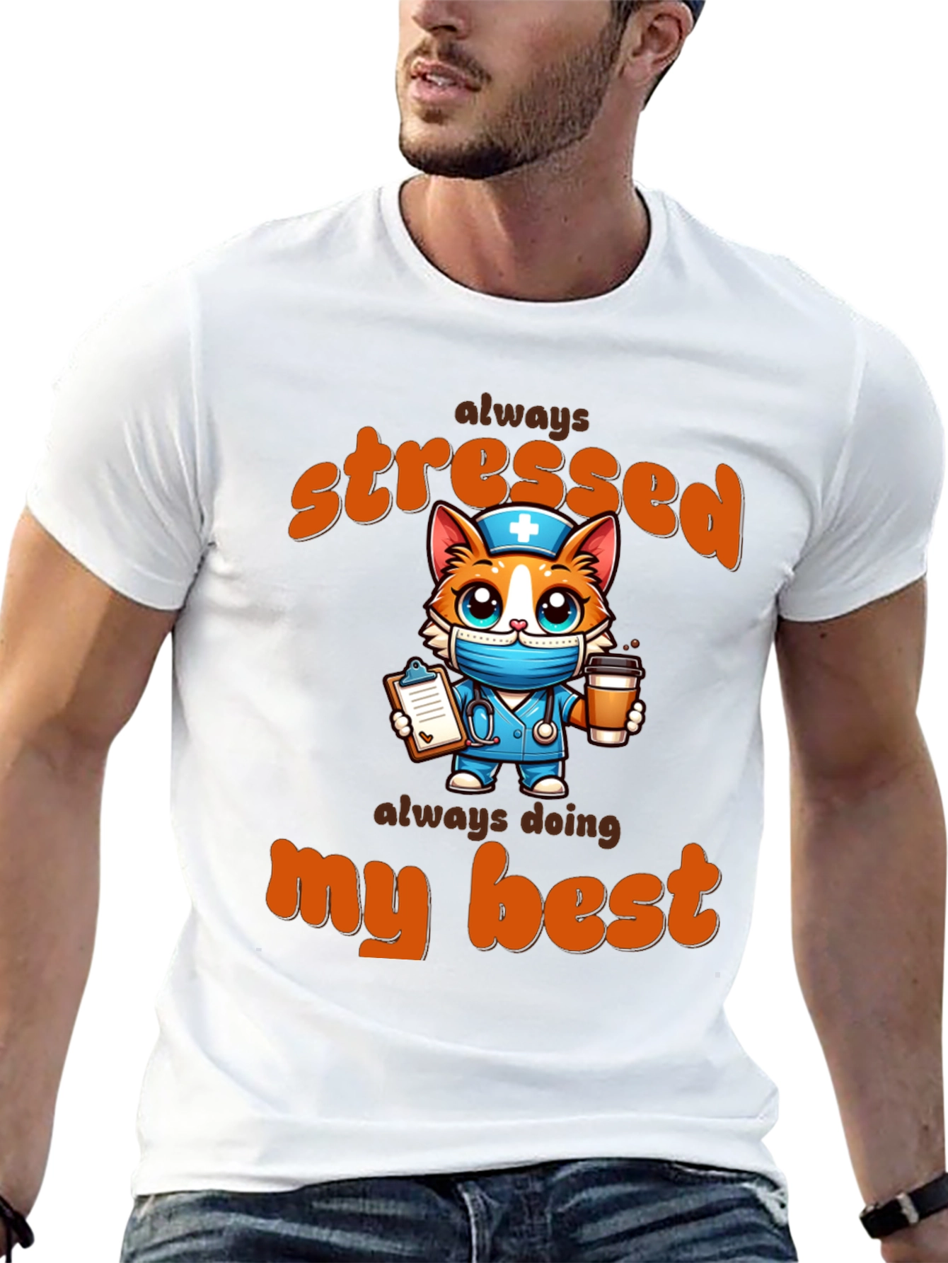 Stressed Nurse Cat T-Shirt
